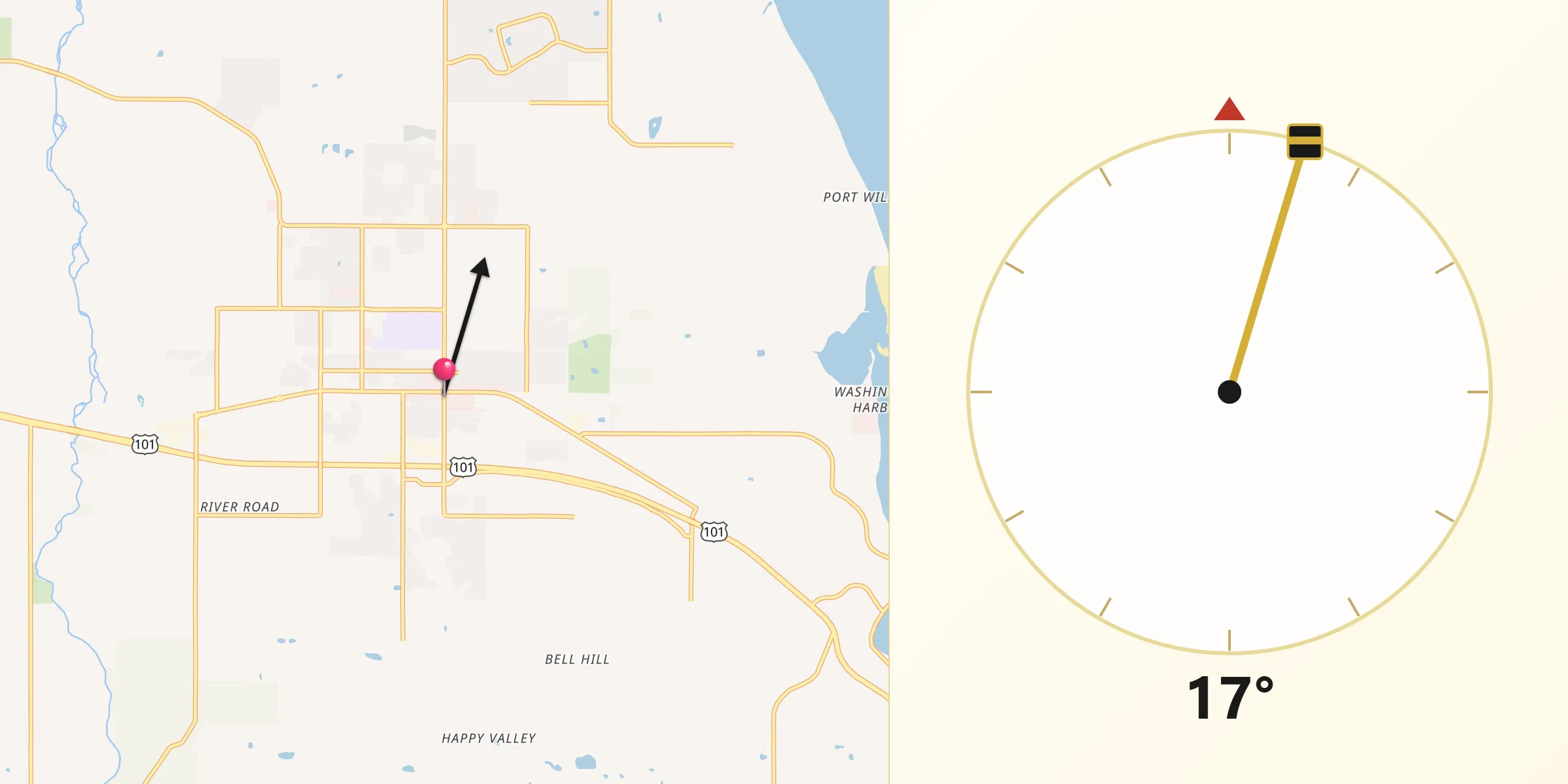 Qibla Direction from Sequim