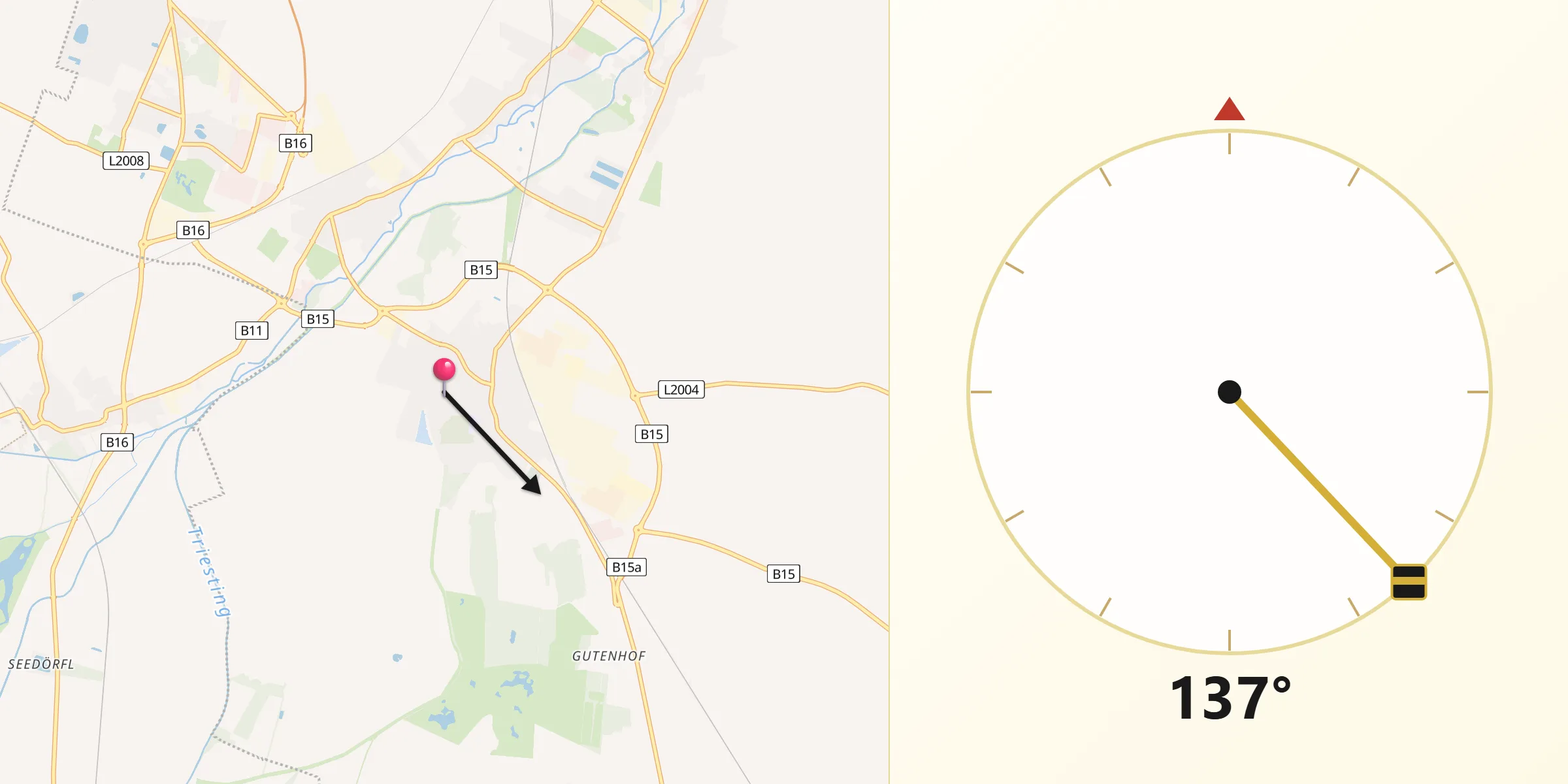 Qibla-Richtung von Himberg