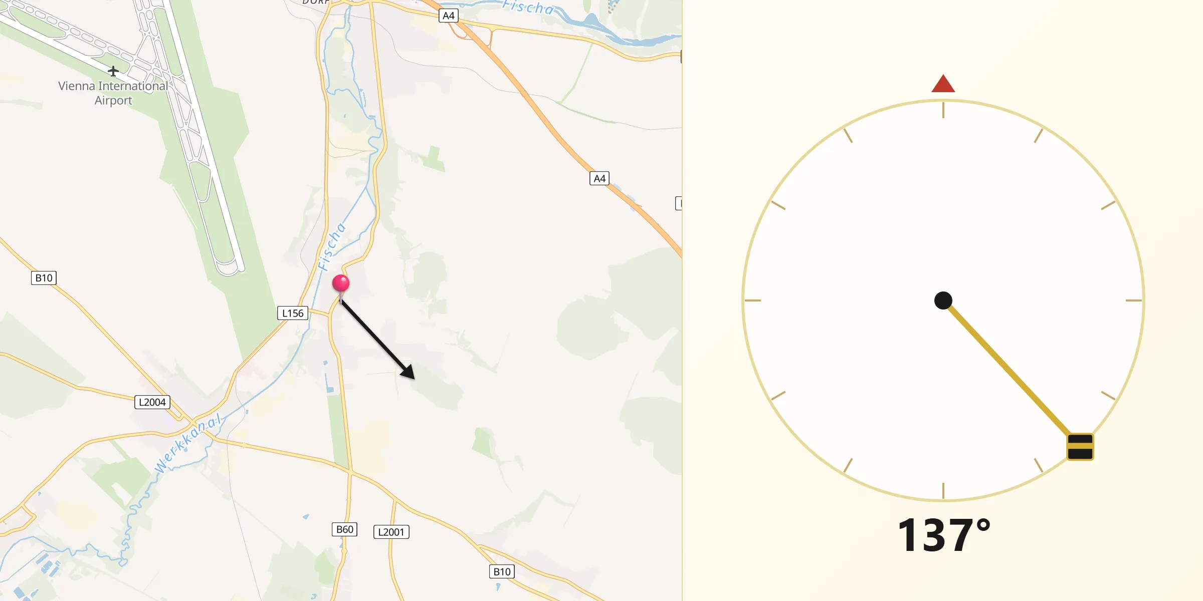 Qibla-Richtung von Enzersdorf an der Fischa