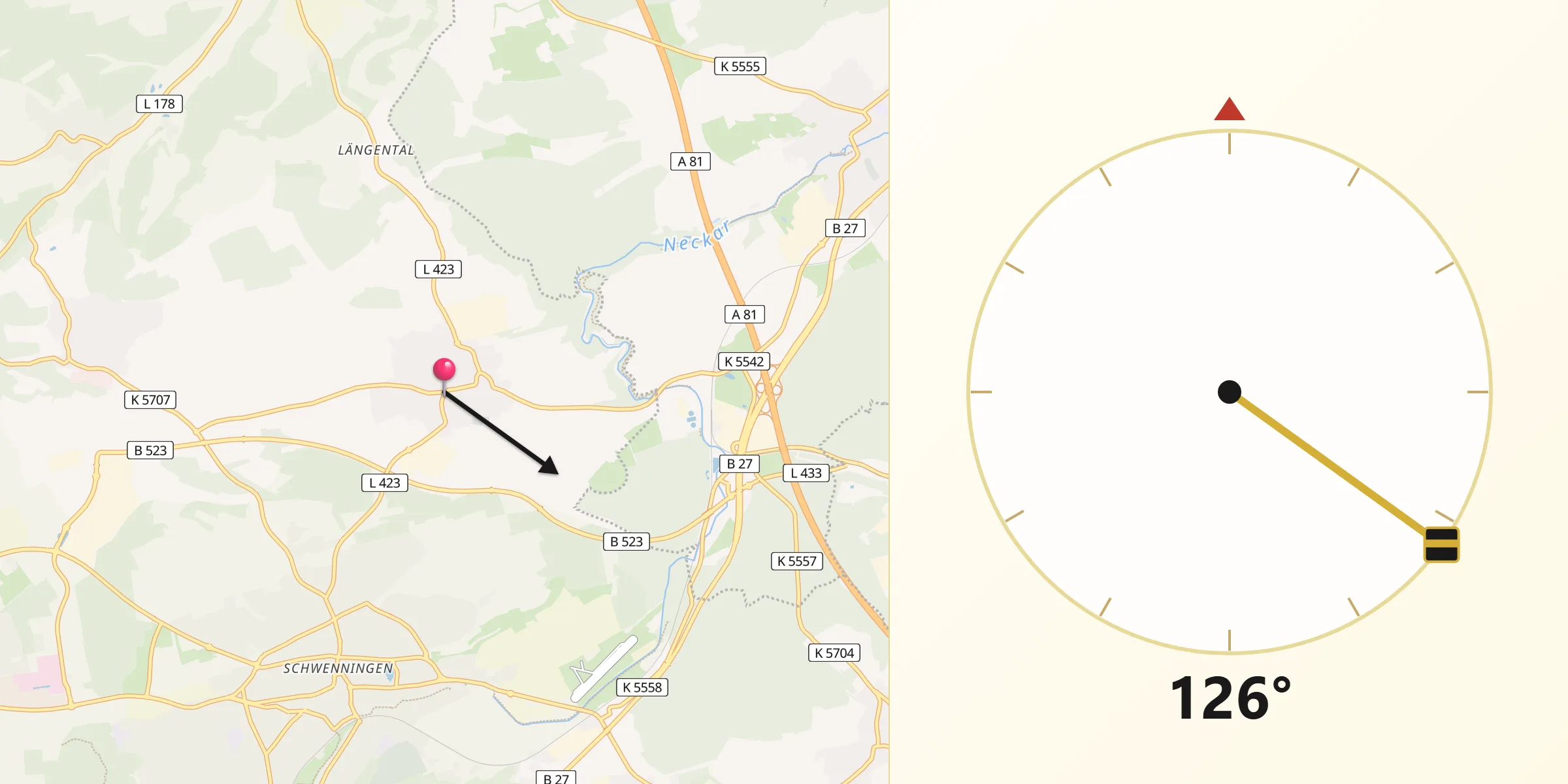 Qibla-Richtung von Dauchingen