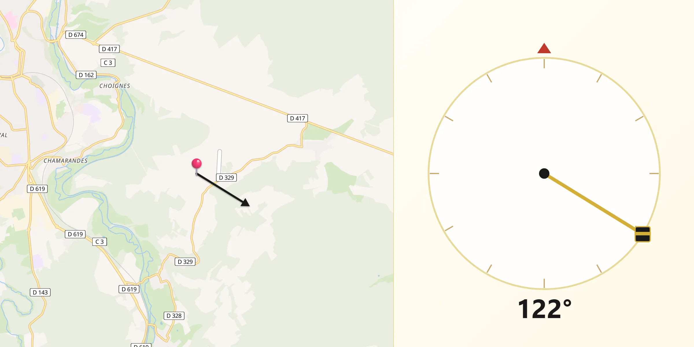 Direction vers la Qibla depuis Laville-aux-Bois
