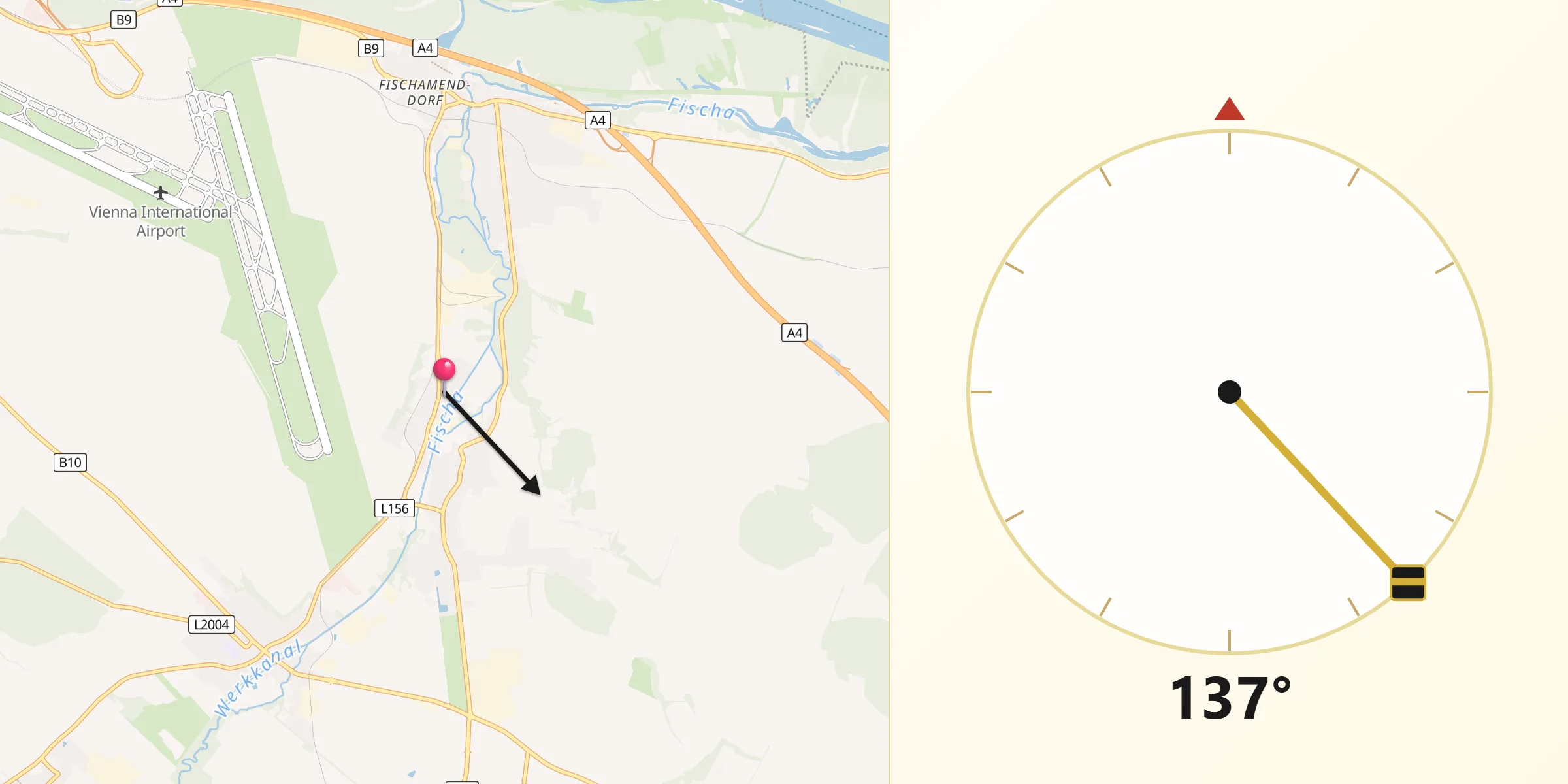 Qibla-Richtung von Klein-Neusiedl