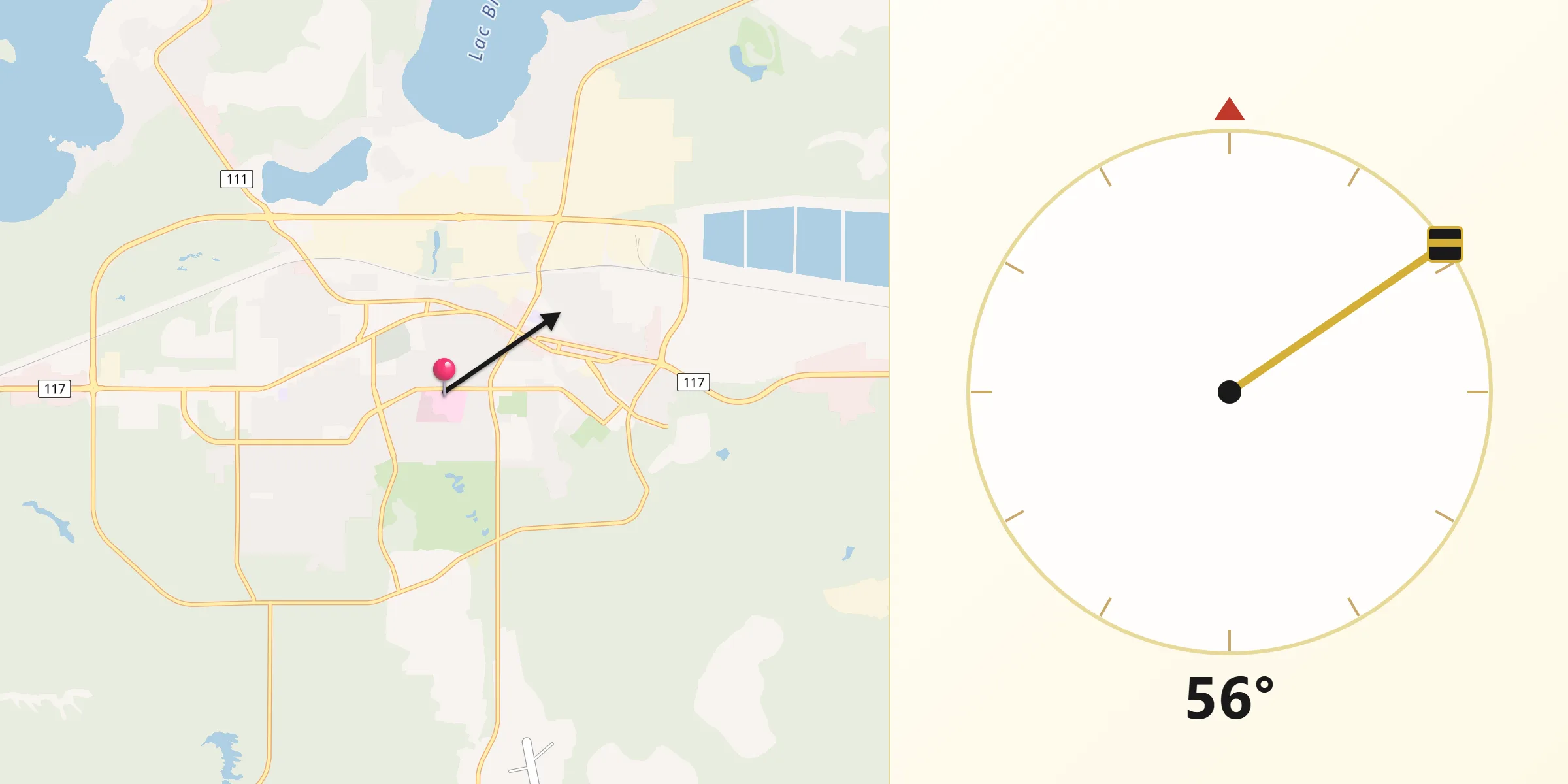 Qibla Direction from Val-d'Or
