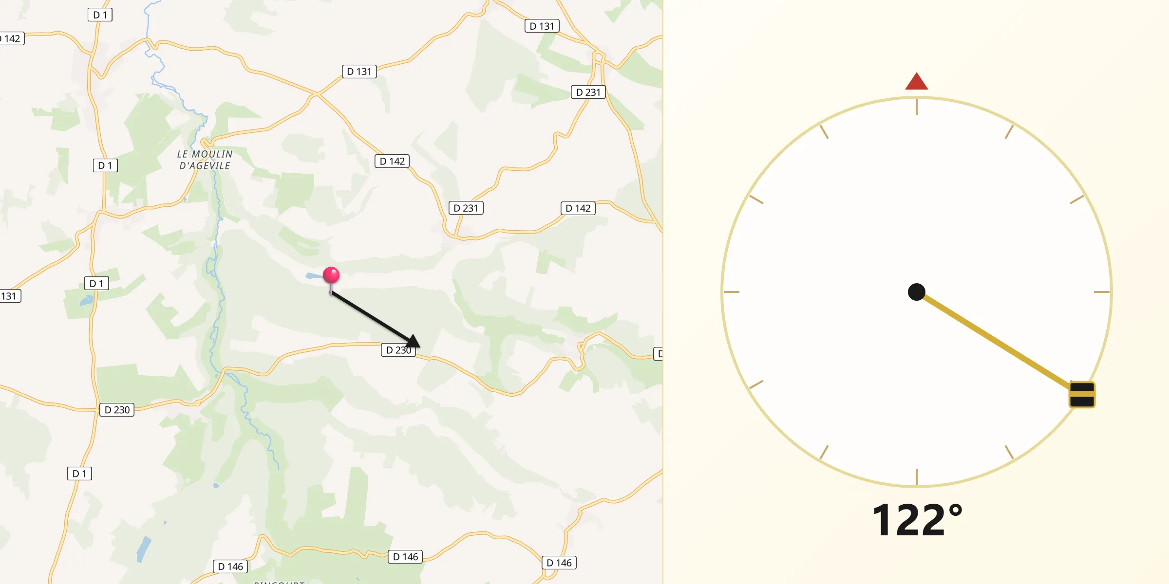 Direction vers la Qibla depuis Mennouveaux