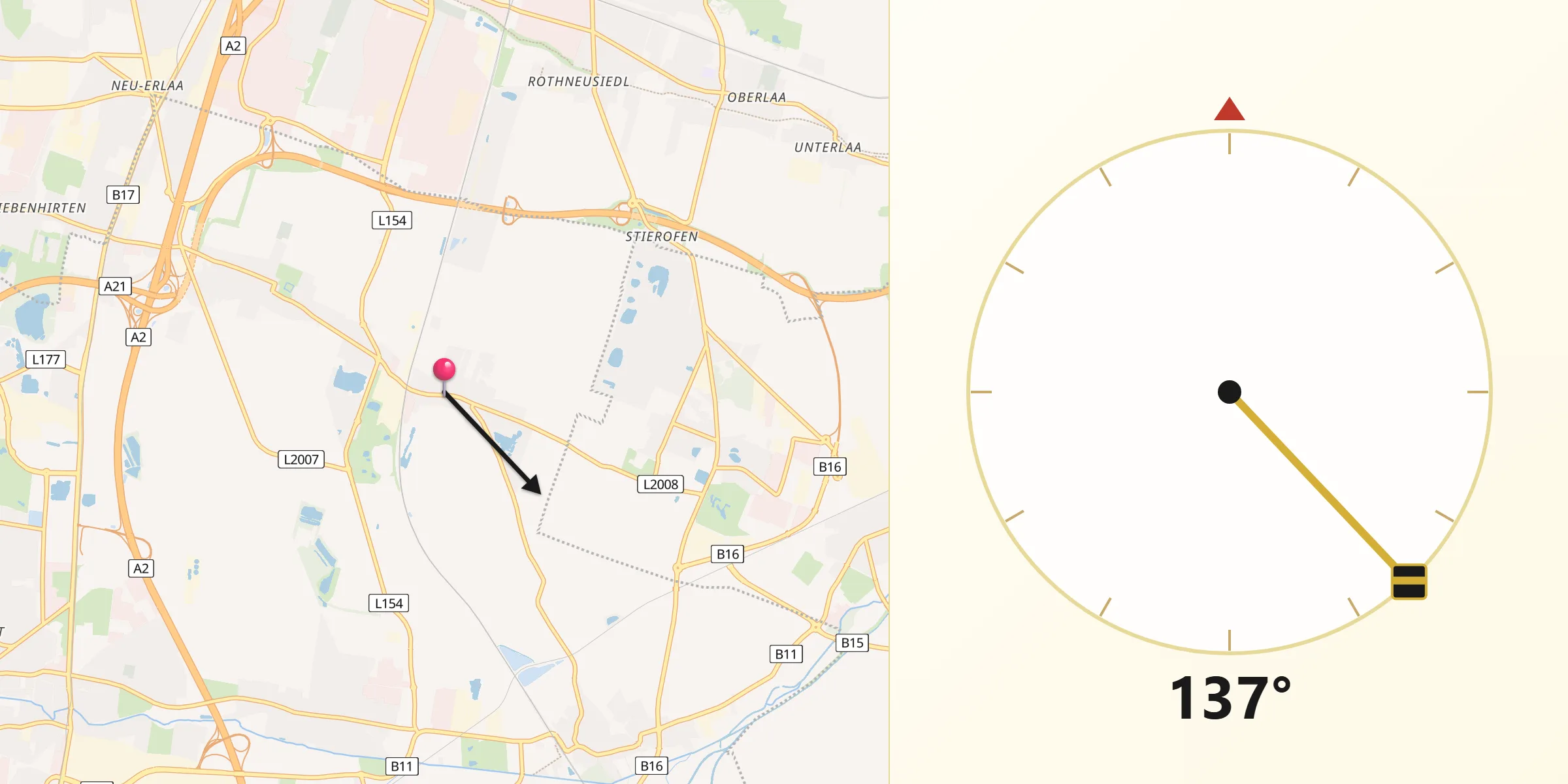 Qibla-Richtung von Hennersdorf