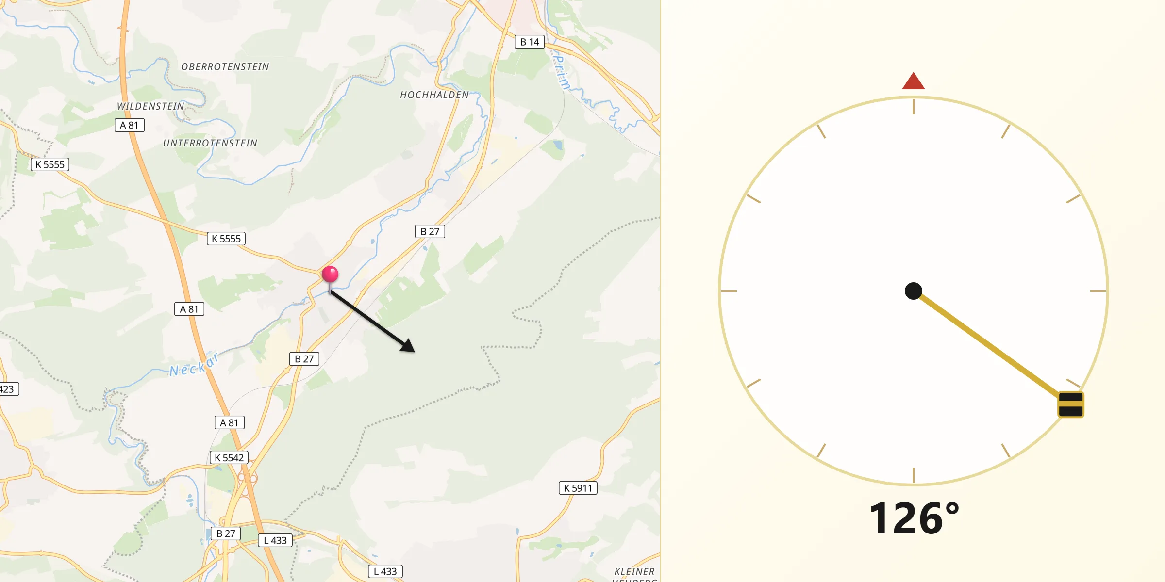 Qibla-Richtung von Deißlingen