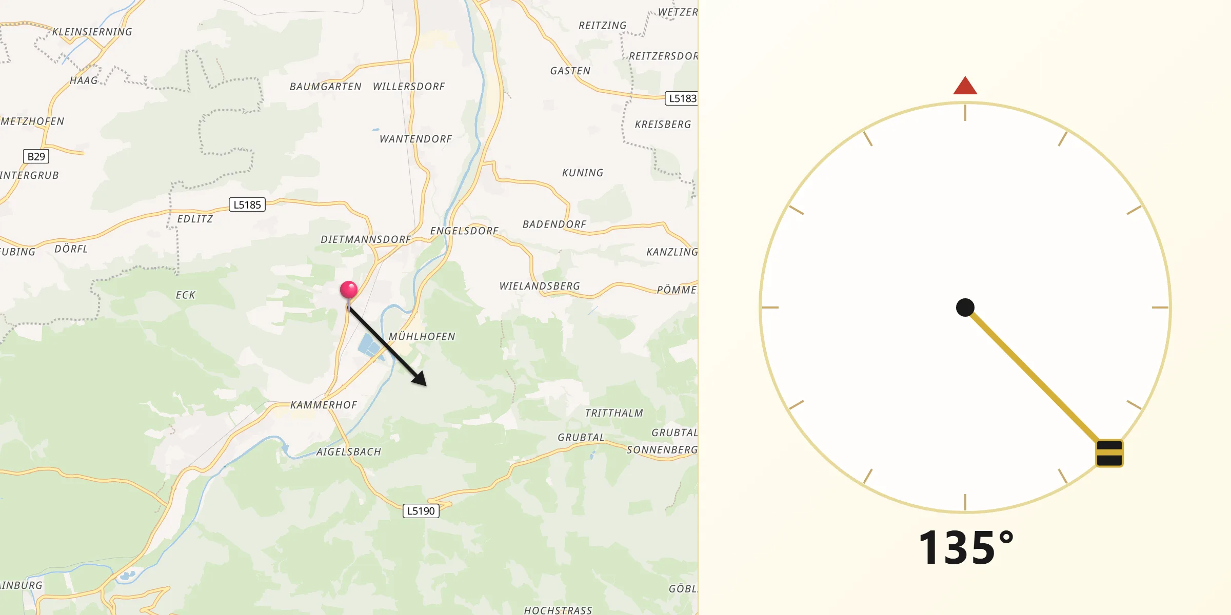 Qibla-Richtung von Weinburg