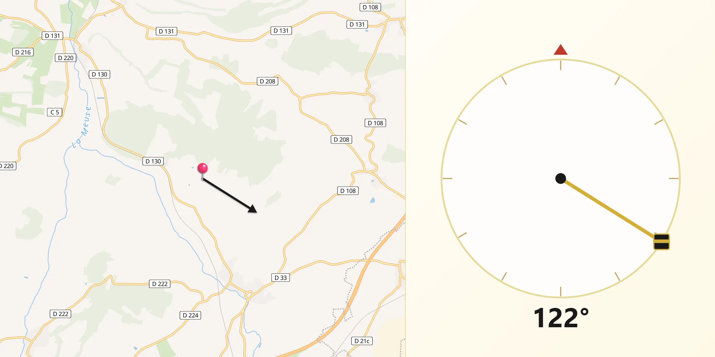 Direction vers la Qibla depuis Germainvilliers