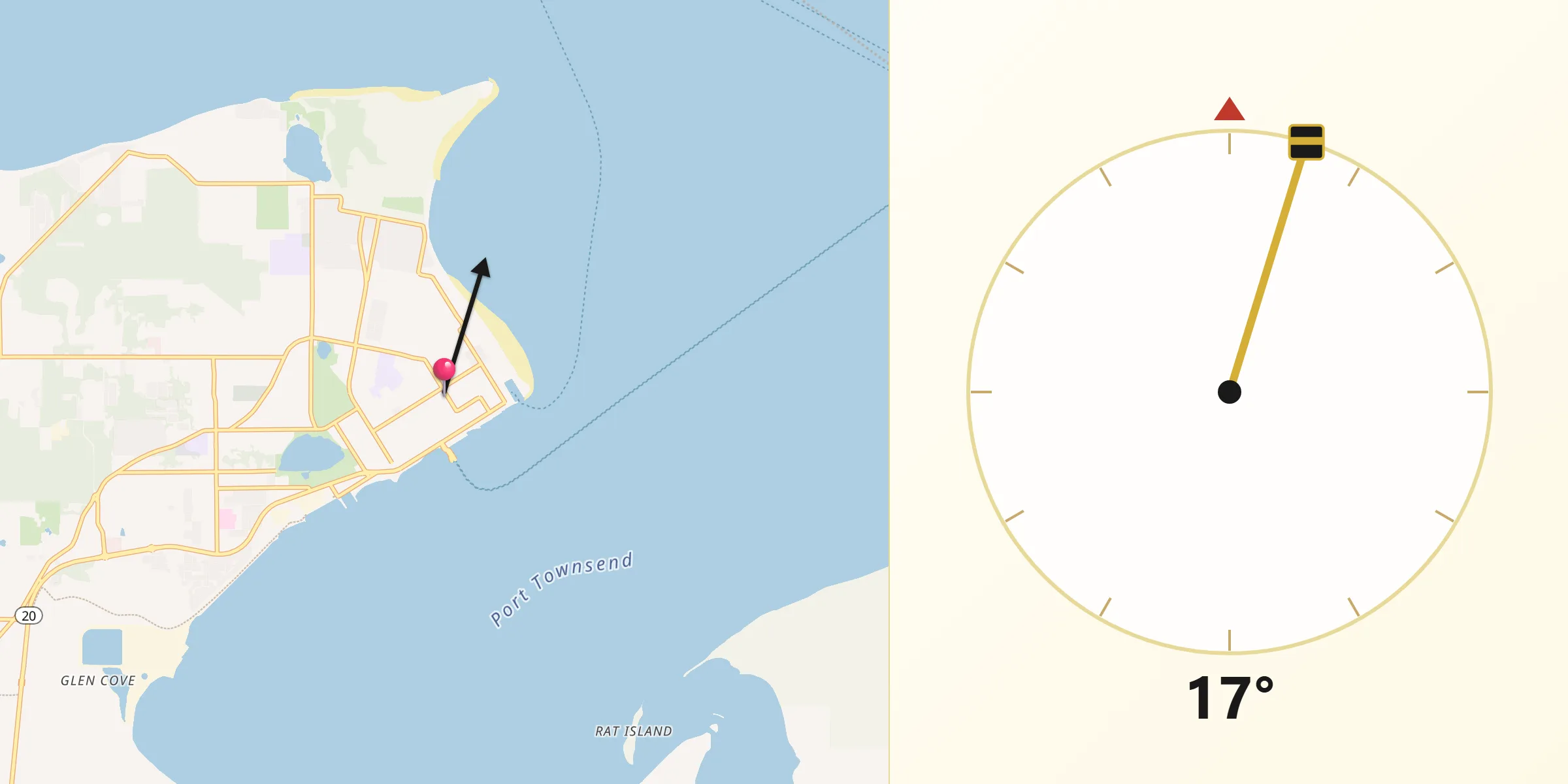 Qibla Direction from Port Townsend