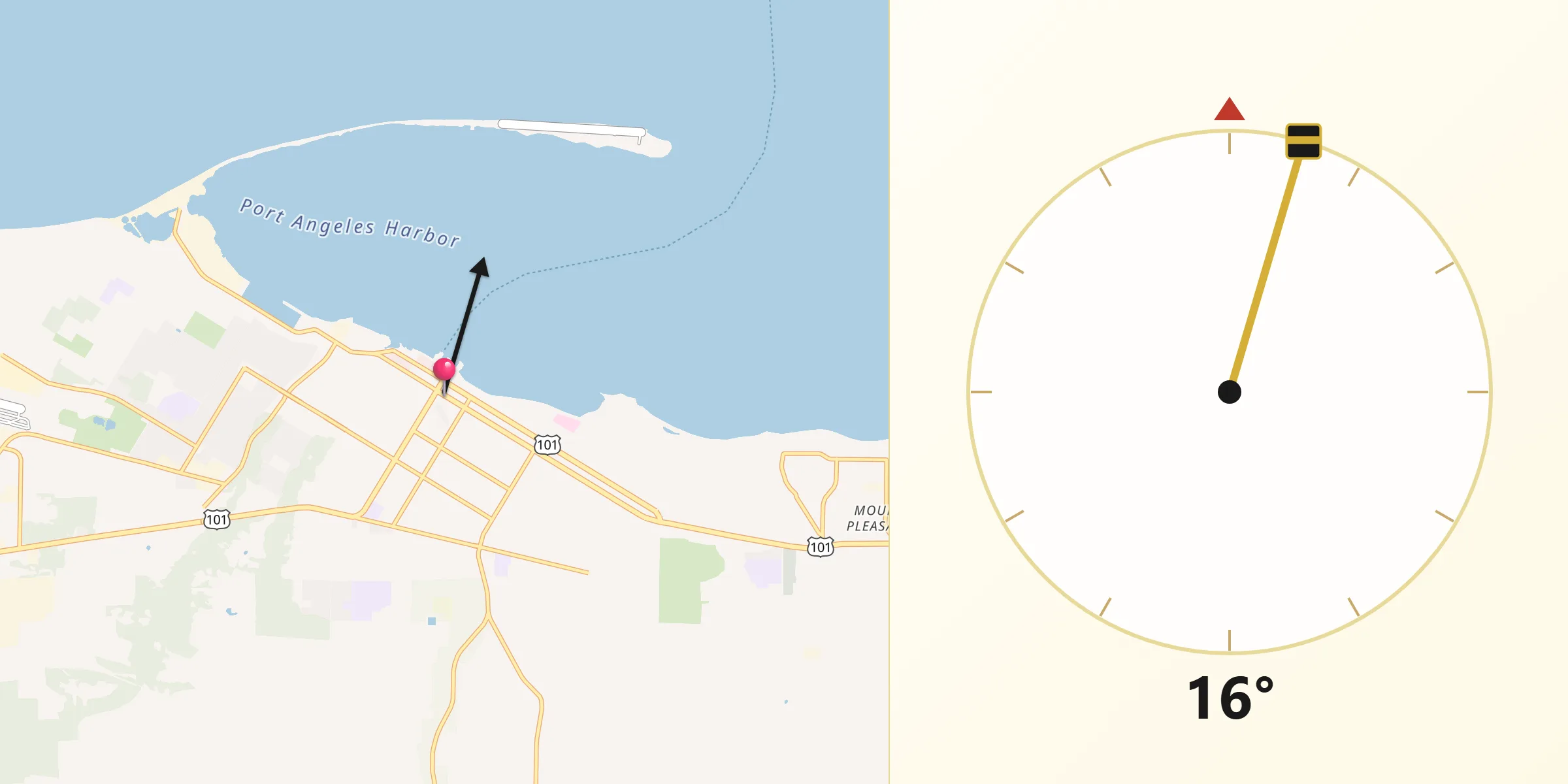 Qibla Direction from Port Angeles