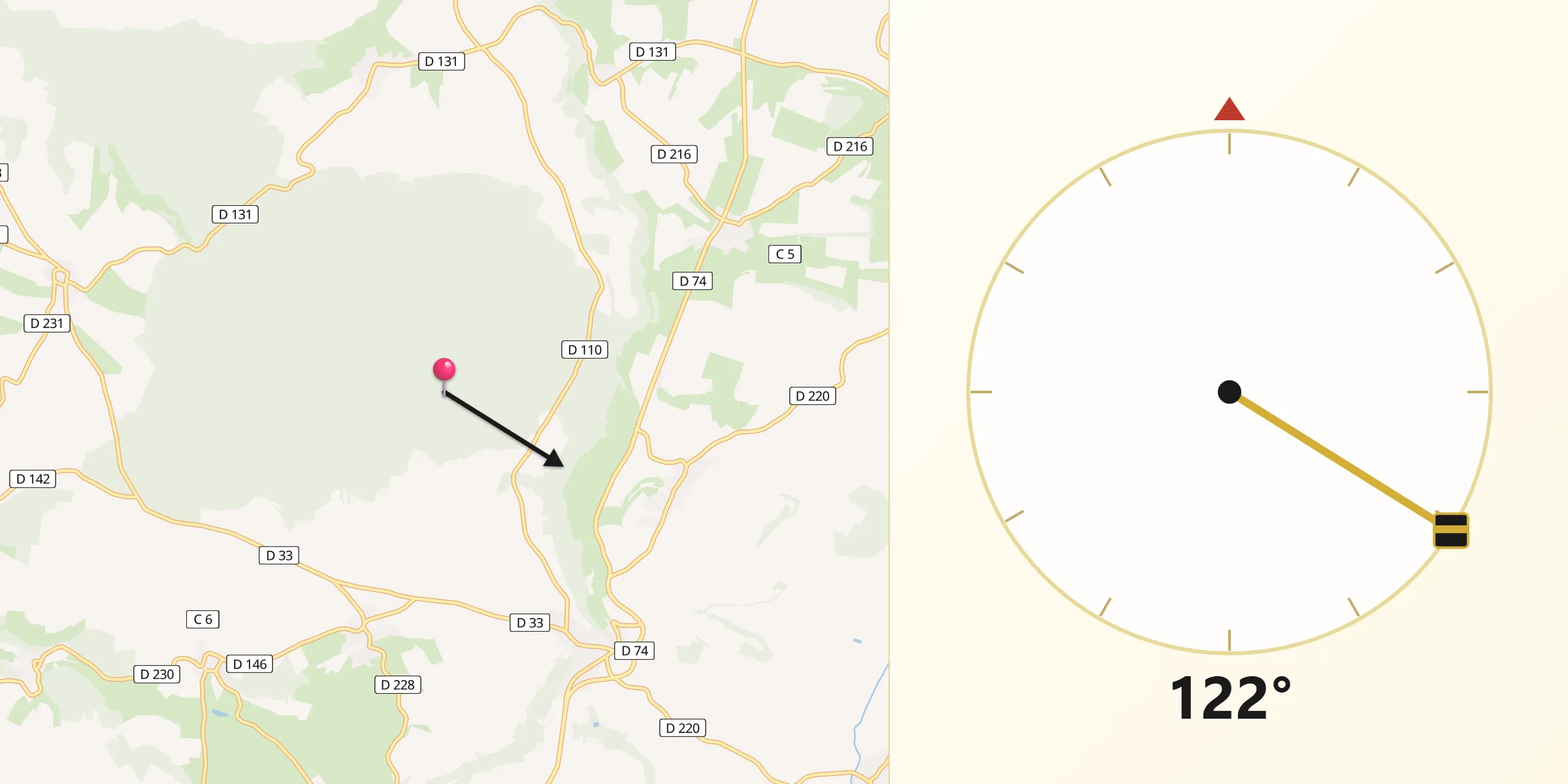 Direction vers la Qibla depuis Audeloncourt