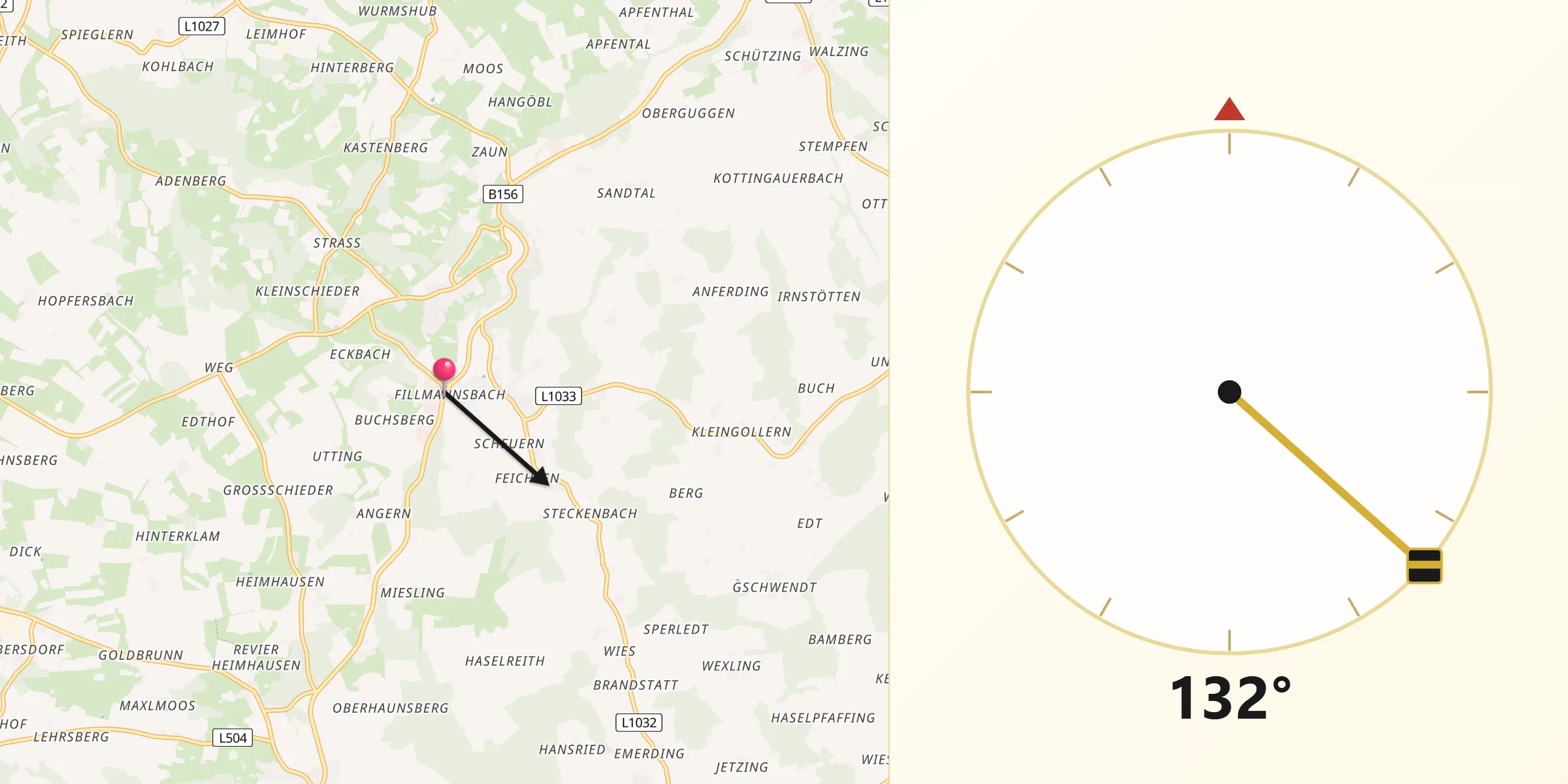 Qibla-Richtung von Sankt Georgen am Fillmannsbach