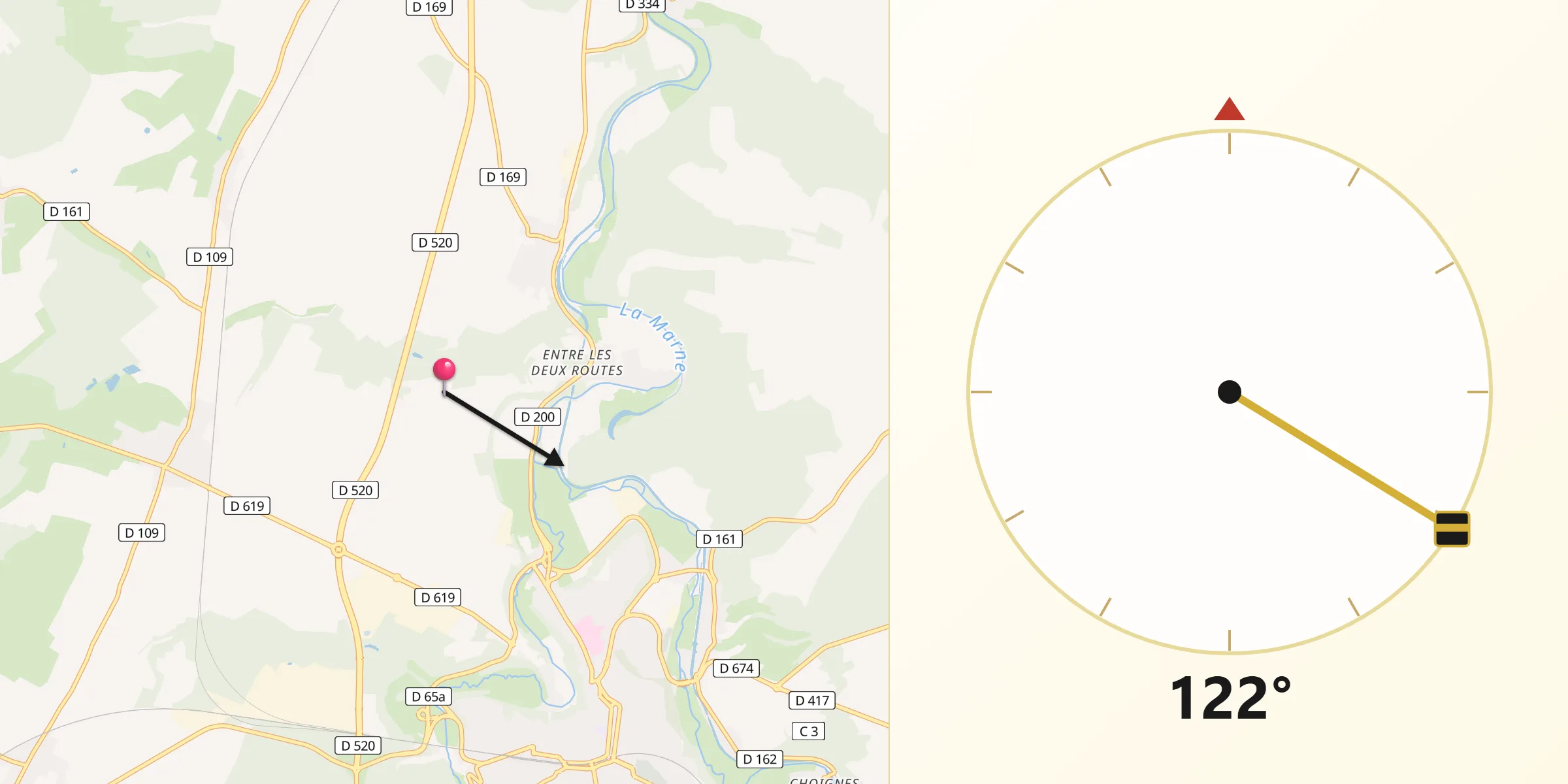 Direction vers la Qibla depuis Condes