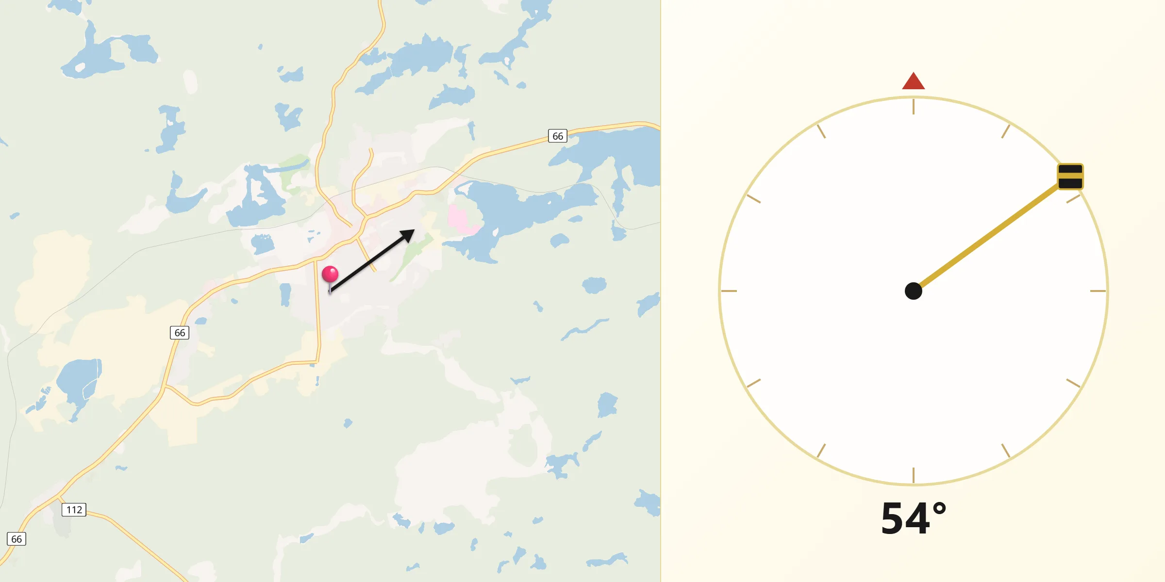 Qibla Direction from Kirkland Lake