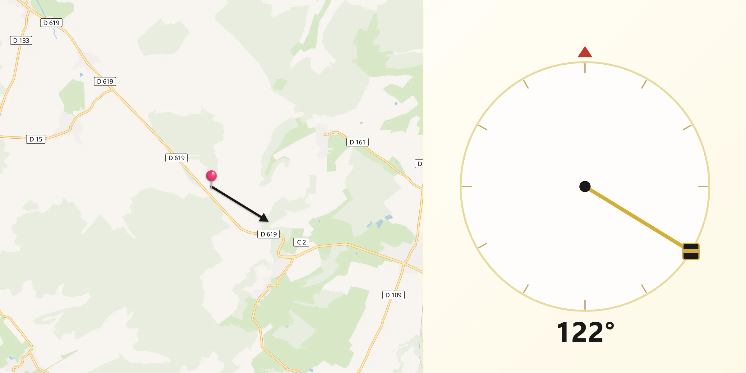 Direction vers la Qibla depuis Jonchery