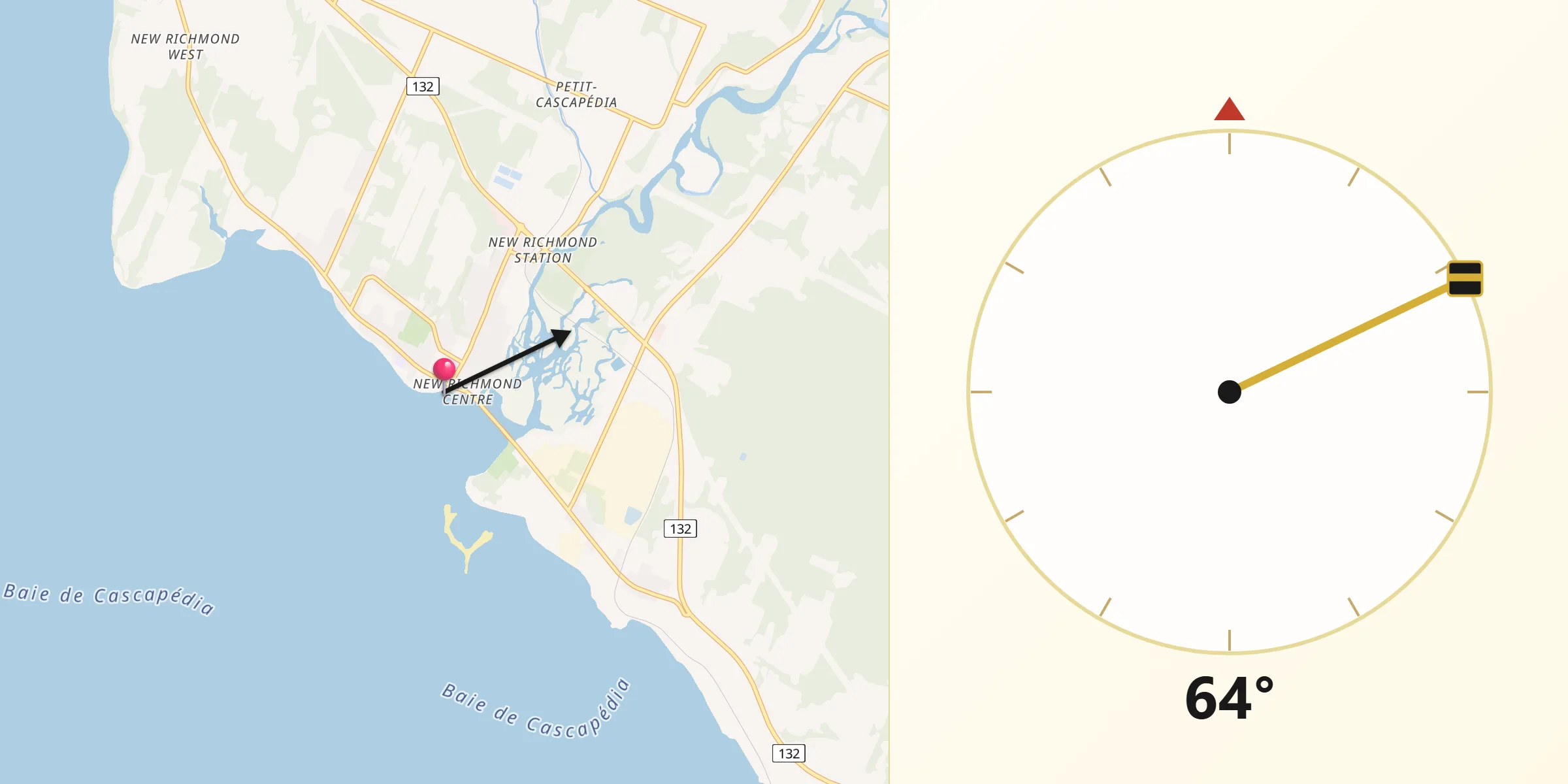 Qibla Direction from New-Richmond