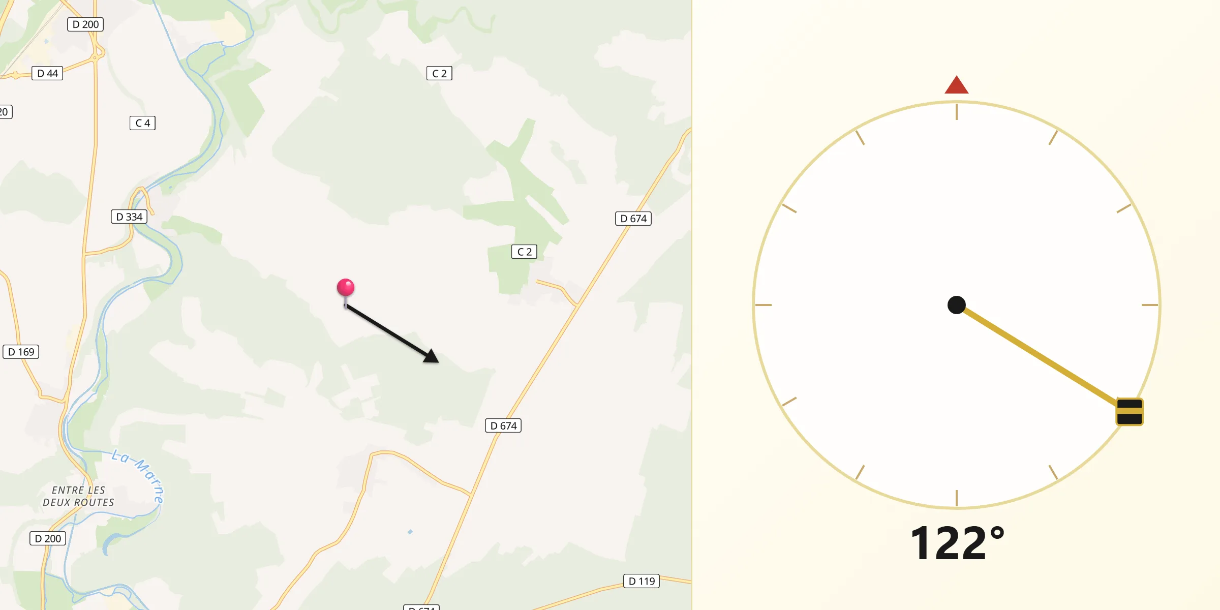 Direction vers la Qibla depuis Darmannes