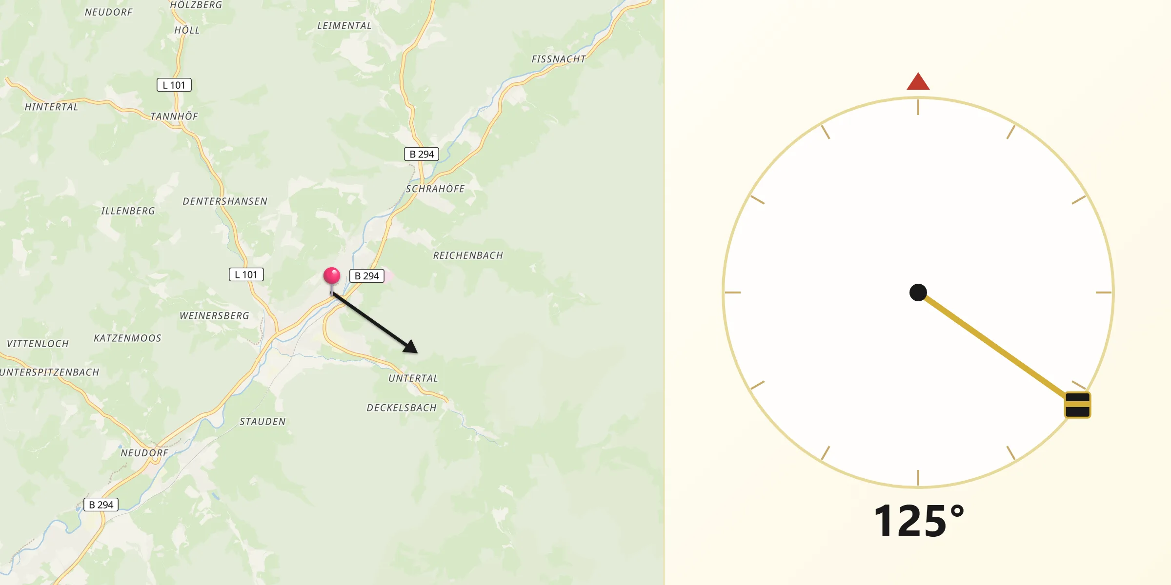 Qibla-Richtung von Elzach