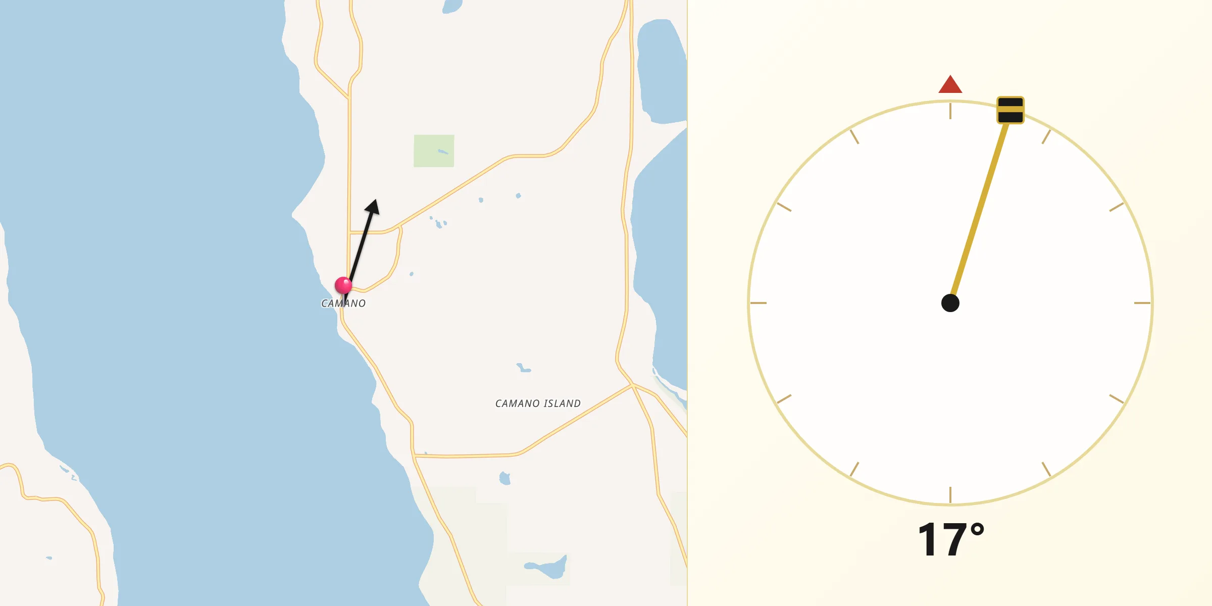 Qibla Direction from Camano