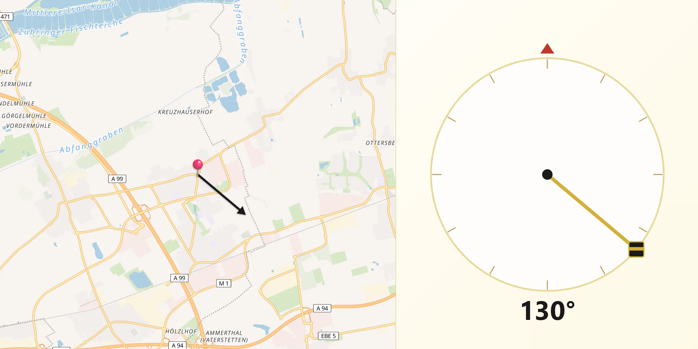 Qibla-Richtung von Kirchheim bei München