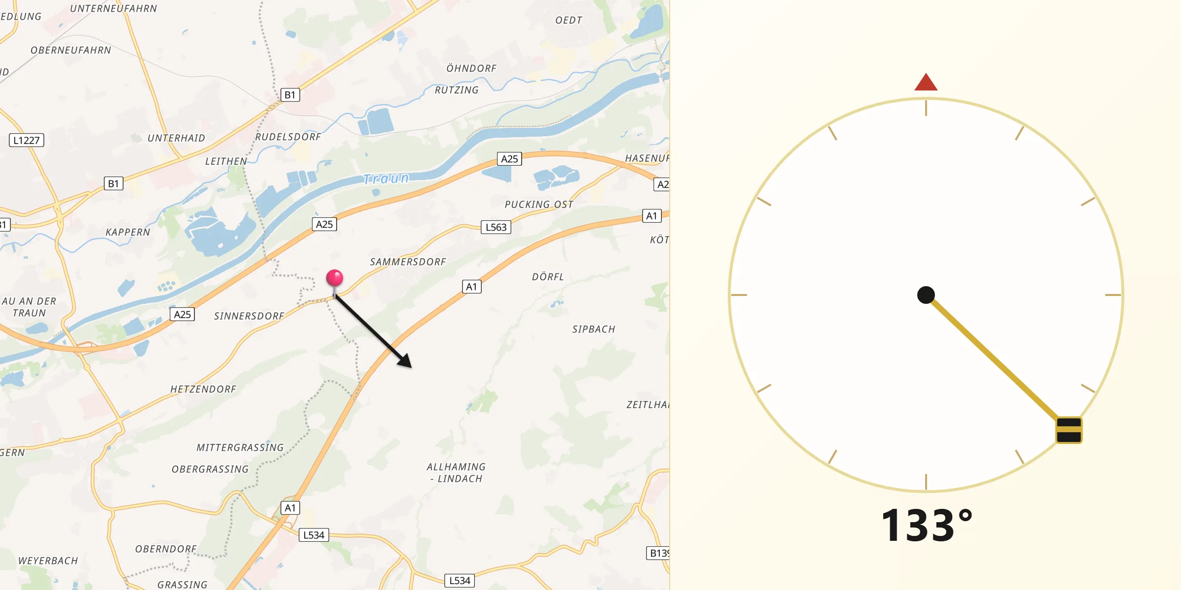 Qibla-Richtung von Sammersdorf