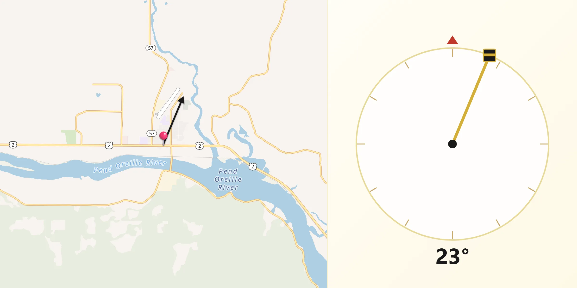 Qibla Direction from Priest River