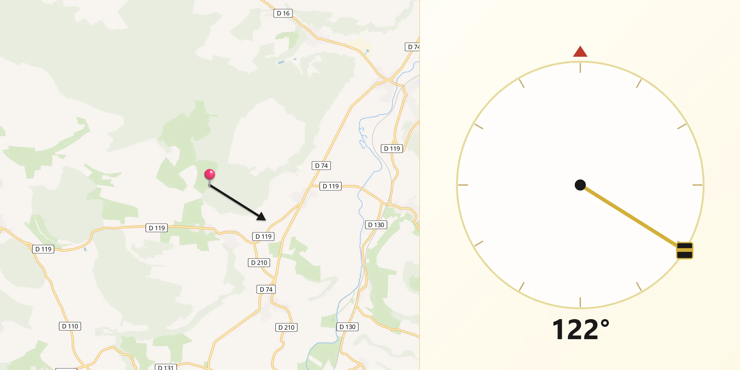 Direction vers la Qibla depuis Bourg-Sainte-Marie