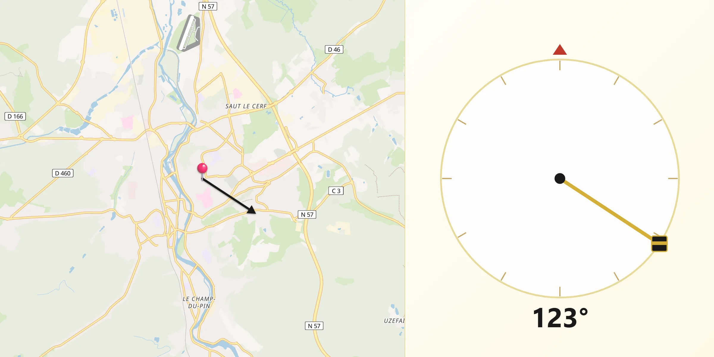 Direction vers la Qibla depuis Épinal