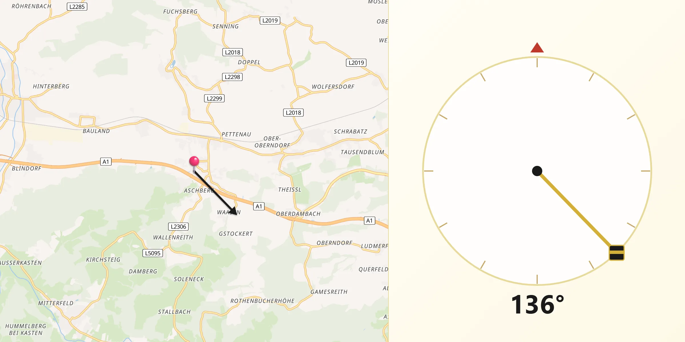 Qibla-Richtung von Kirchstetten