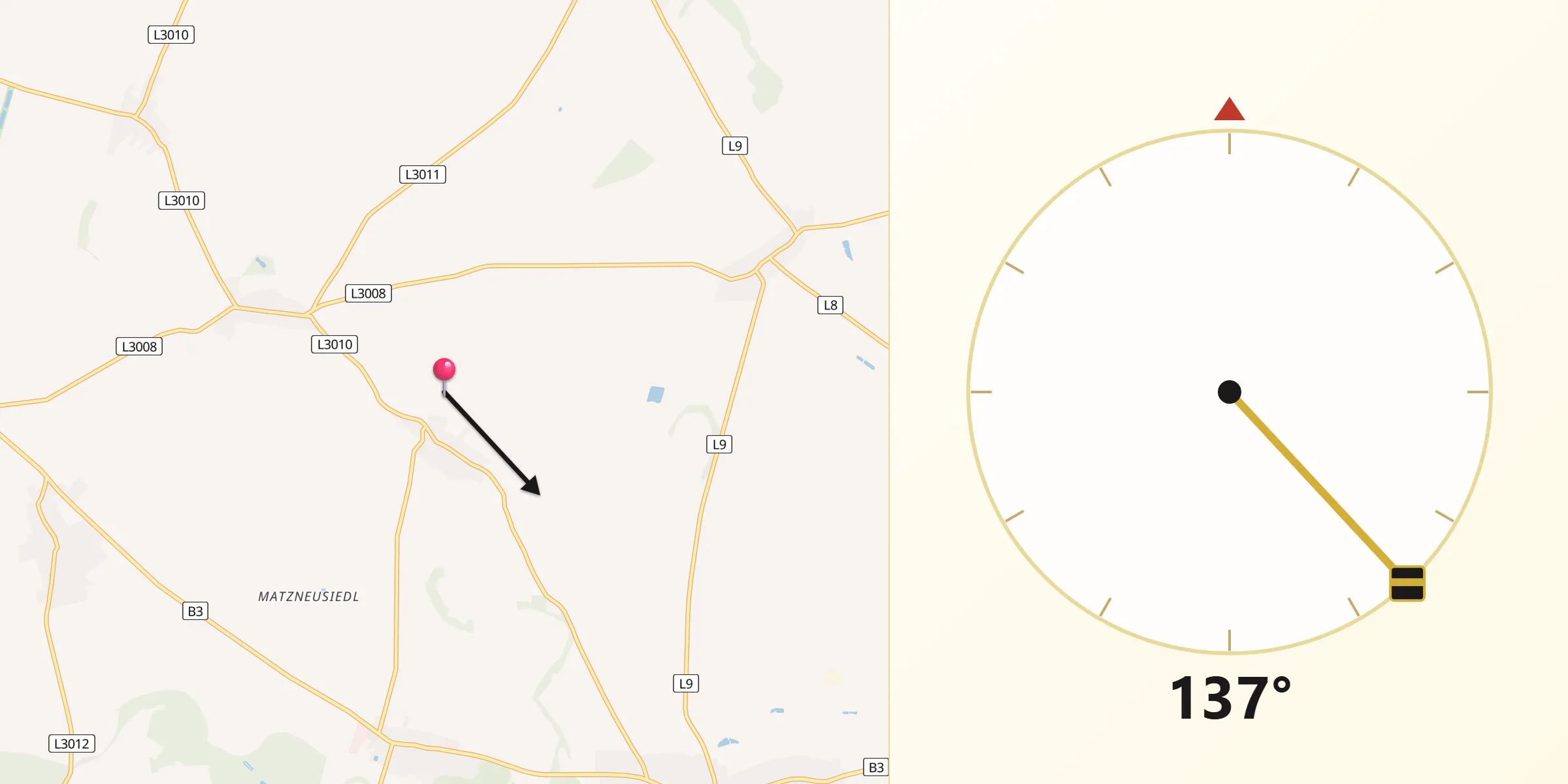 Qibla-Richtung von Andlersdorf