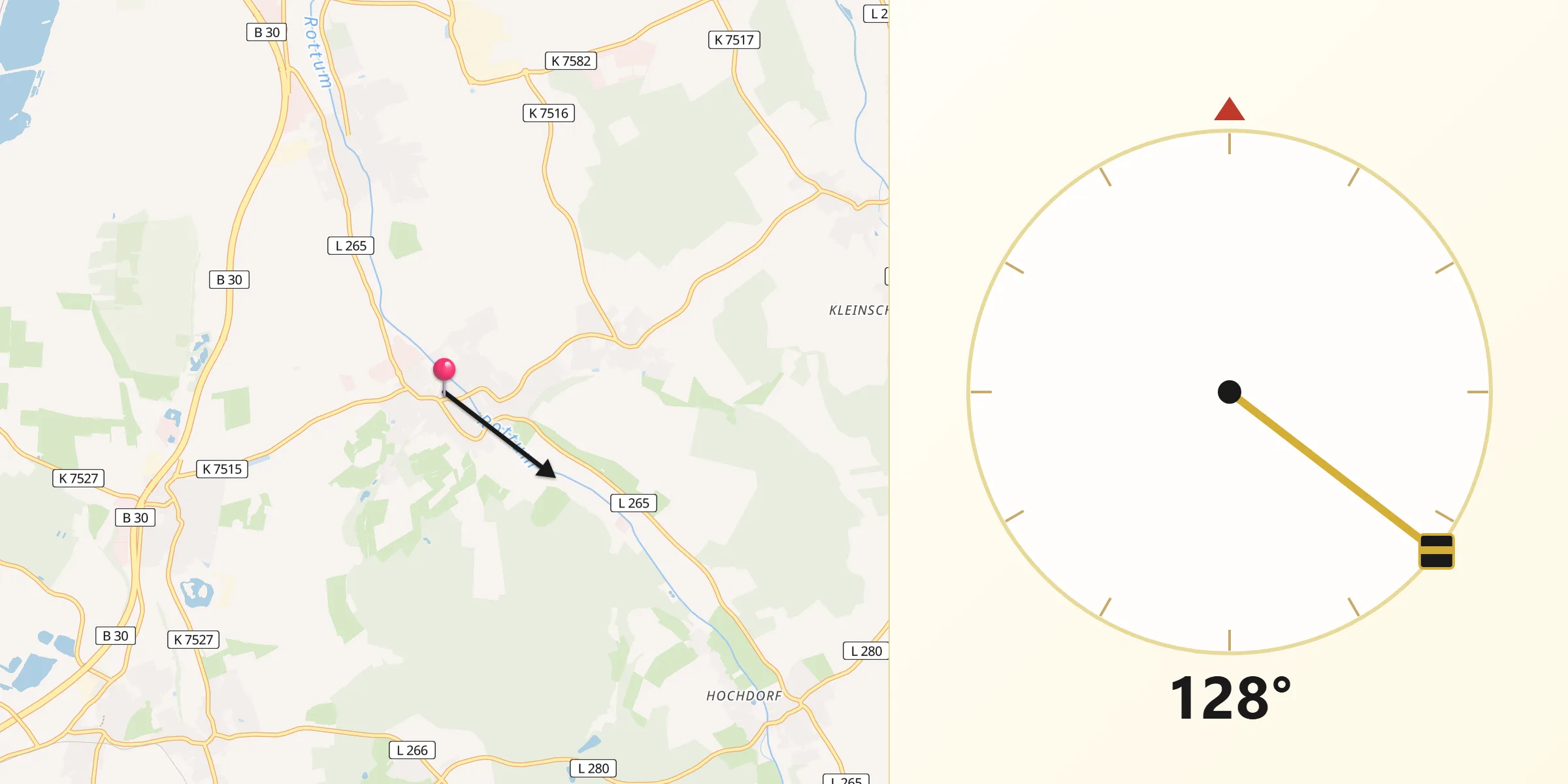 Qibla-Richtung von Mietingen