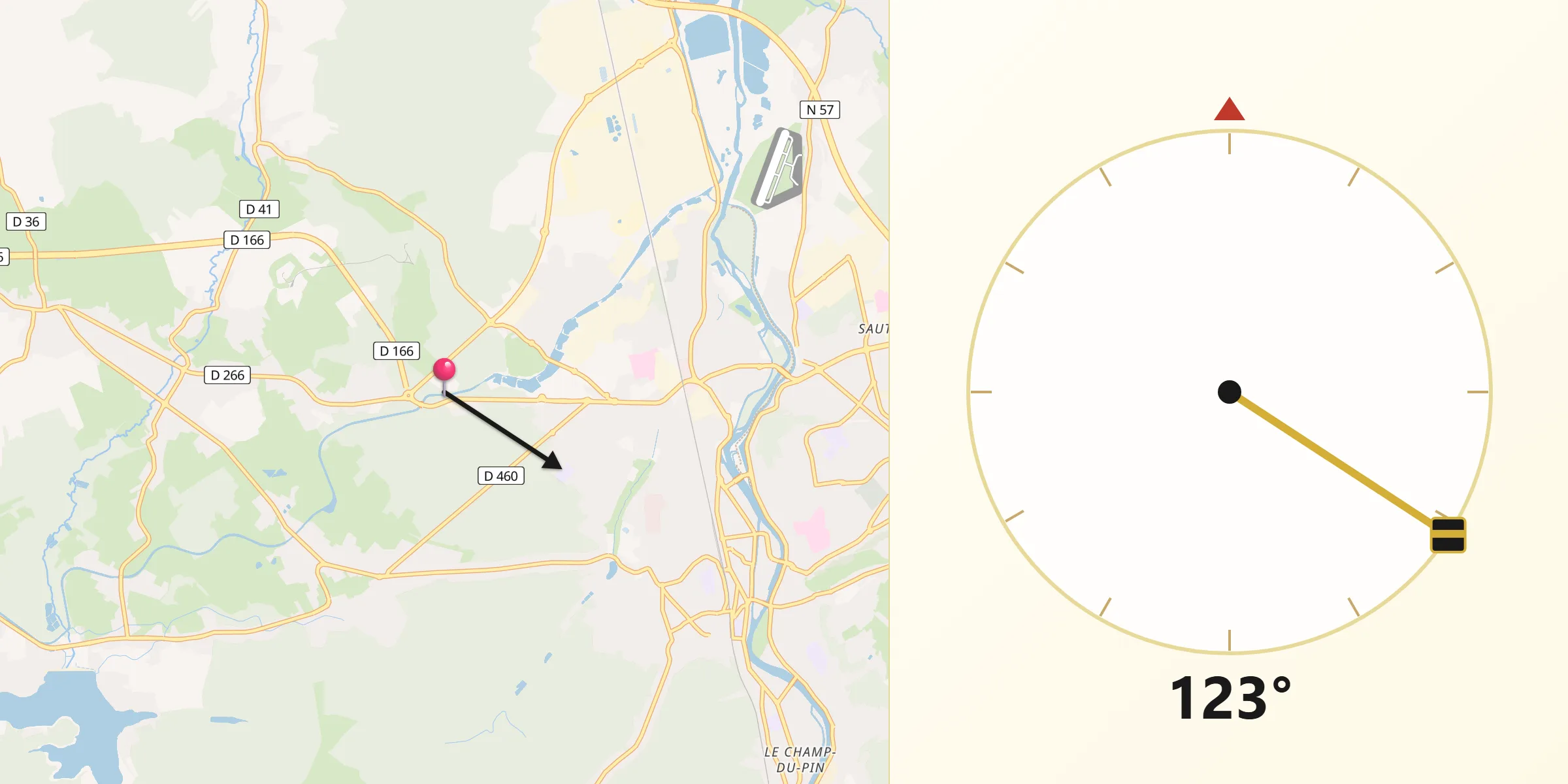 Direction vers la Qibla depuis Vosges