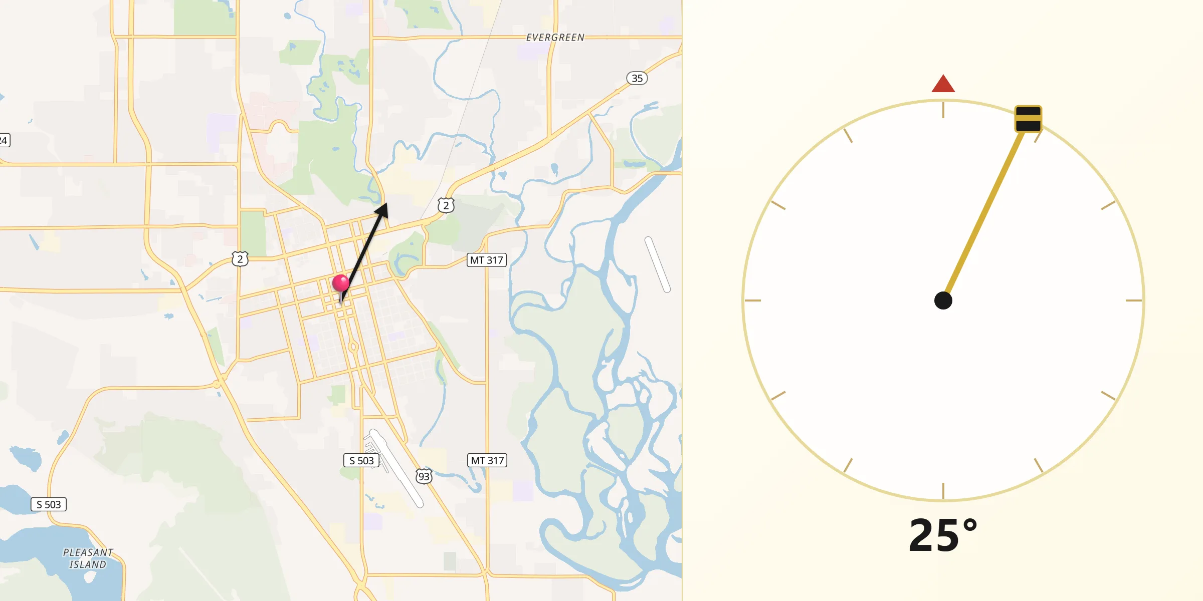 Qibla Direction from Kalispell