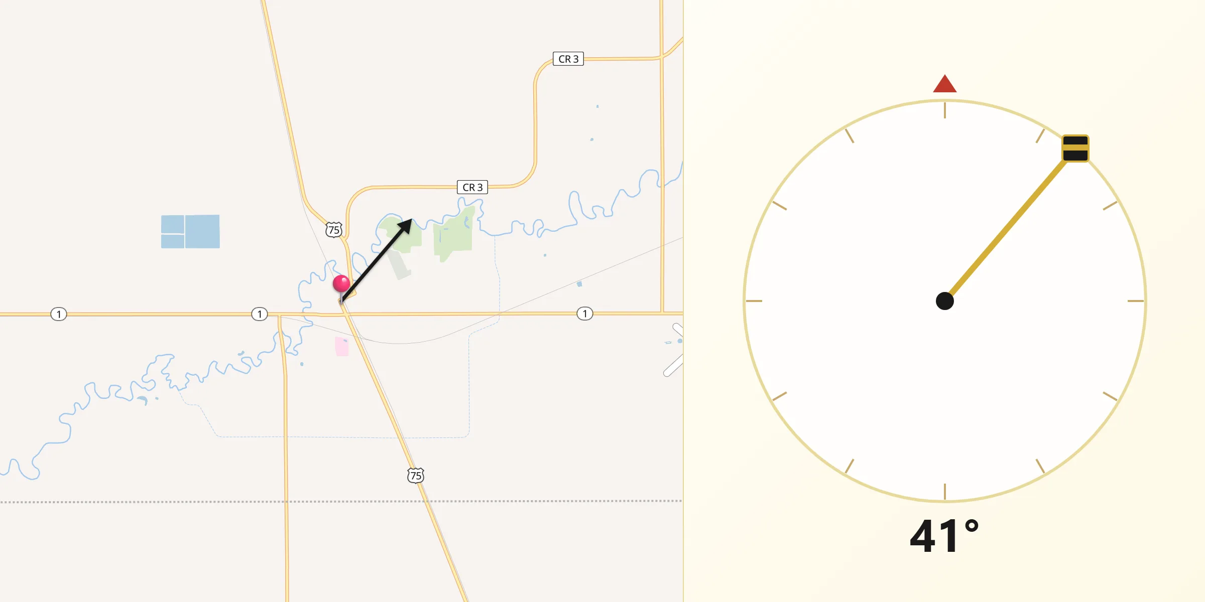 Dirección de la Qibla desde Warren