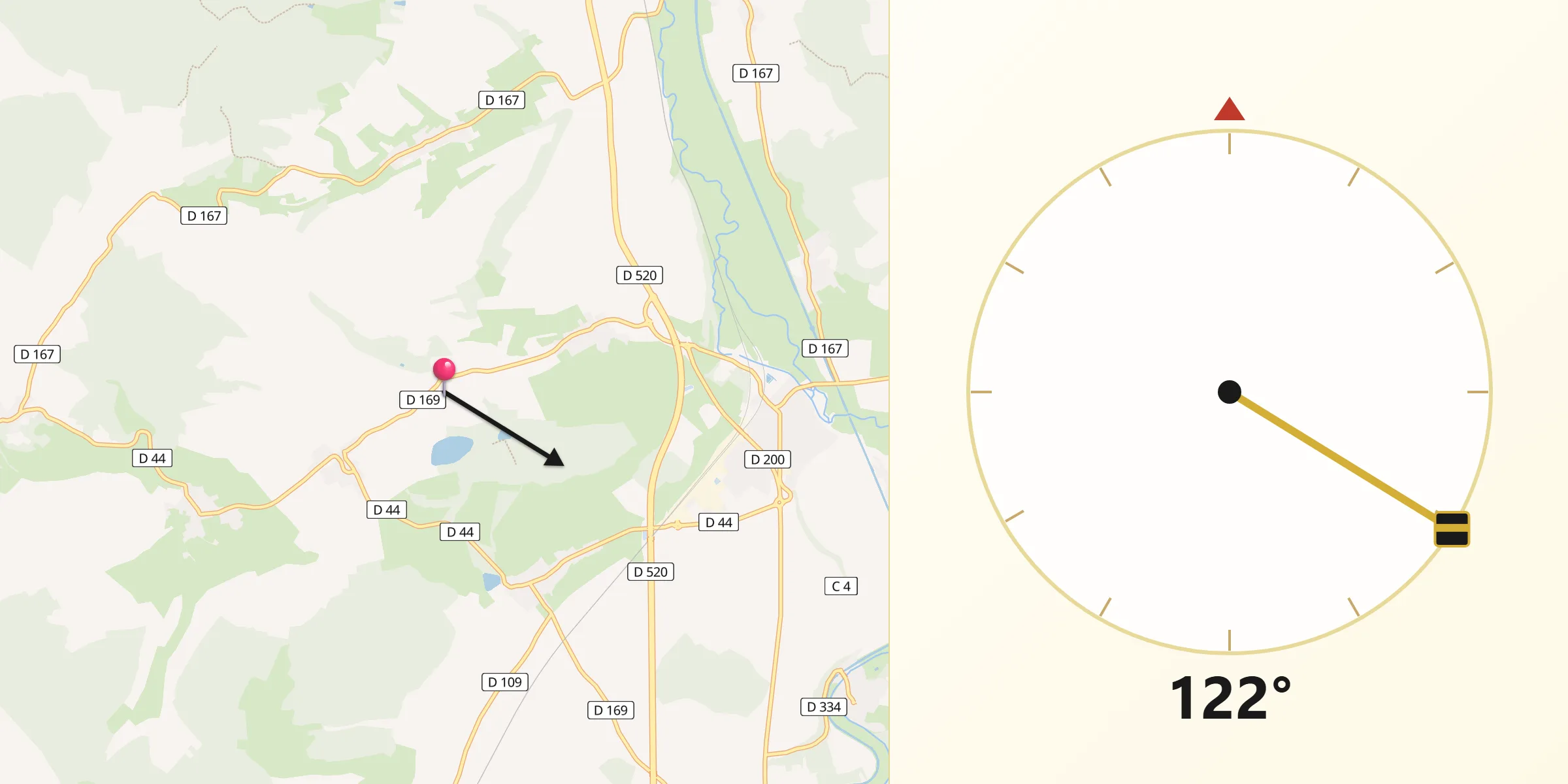 Direction vers la Qibla depuis Bologne