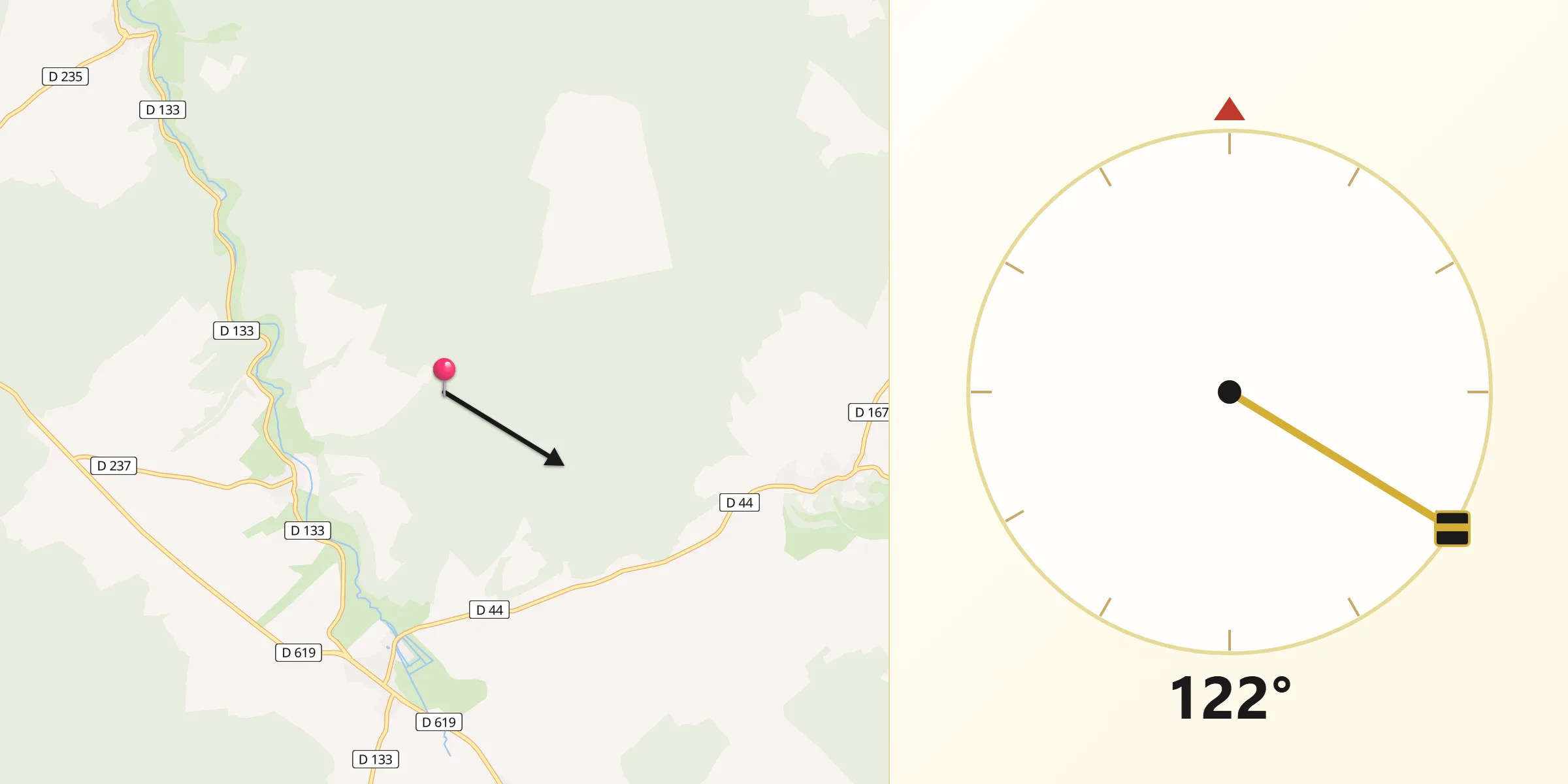 Direction vers la Qibla depuis Sexfontaines