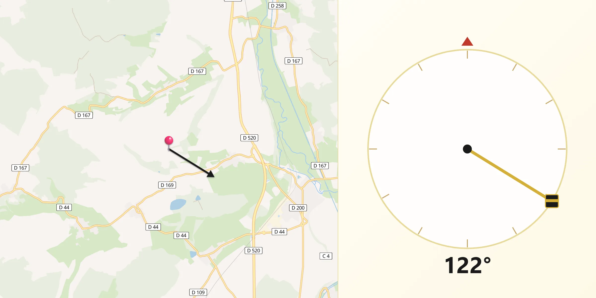 Direction vers la Qibla depuis Lamancine