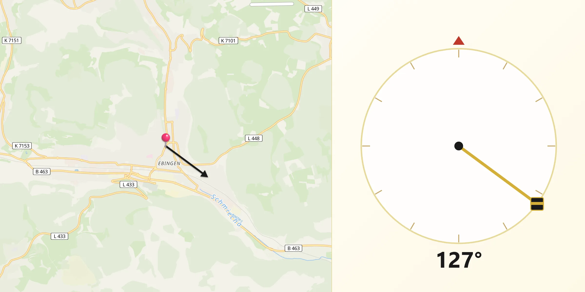 Qibla-Richtung von Albstadt