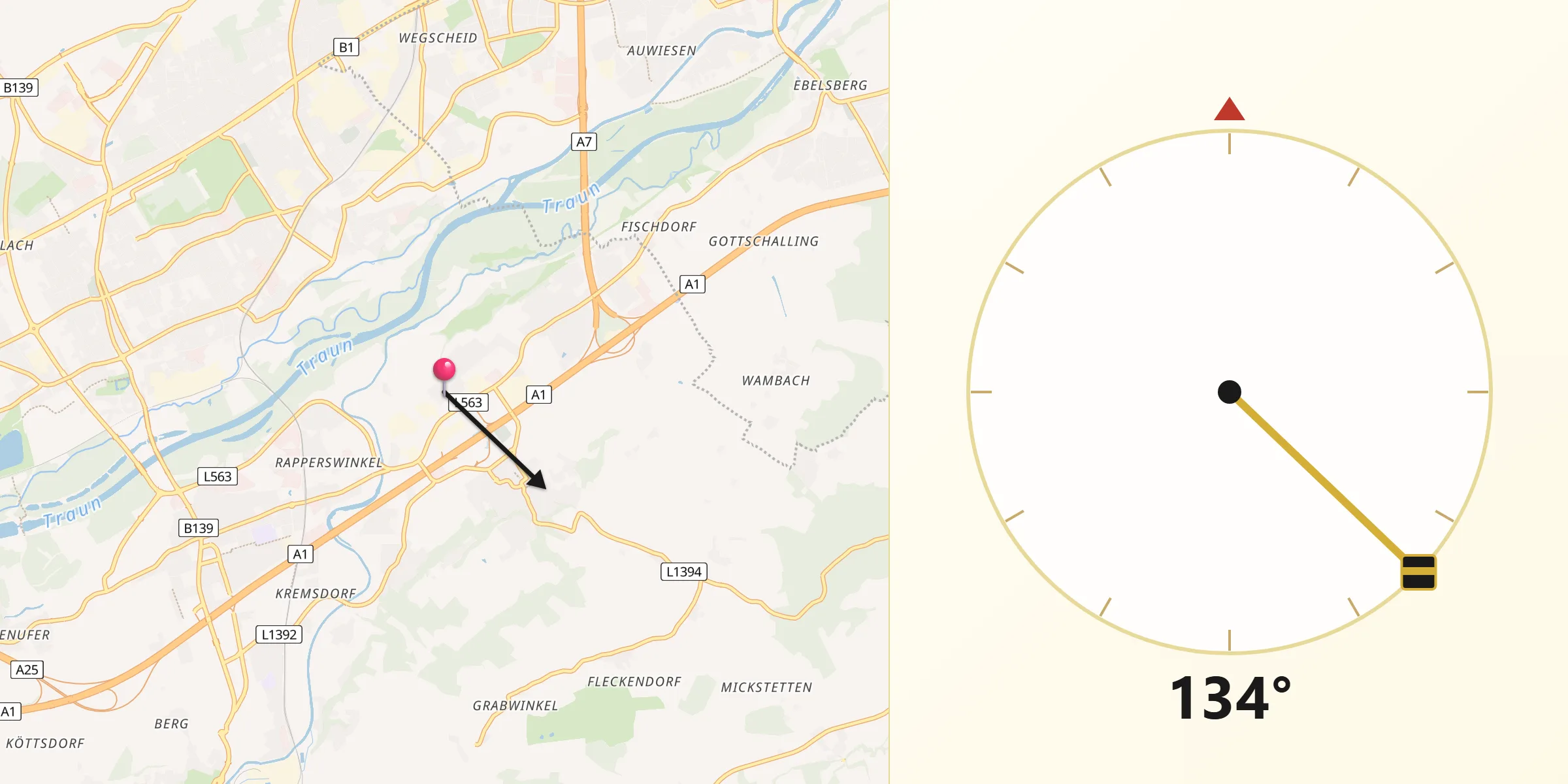Qibla-Richtung von Audorf