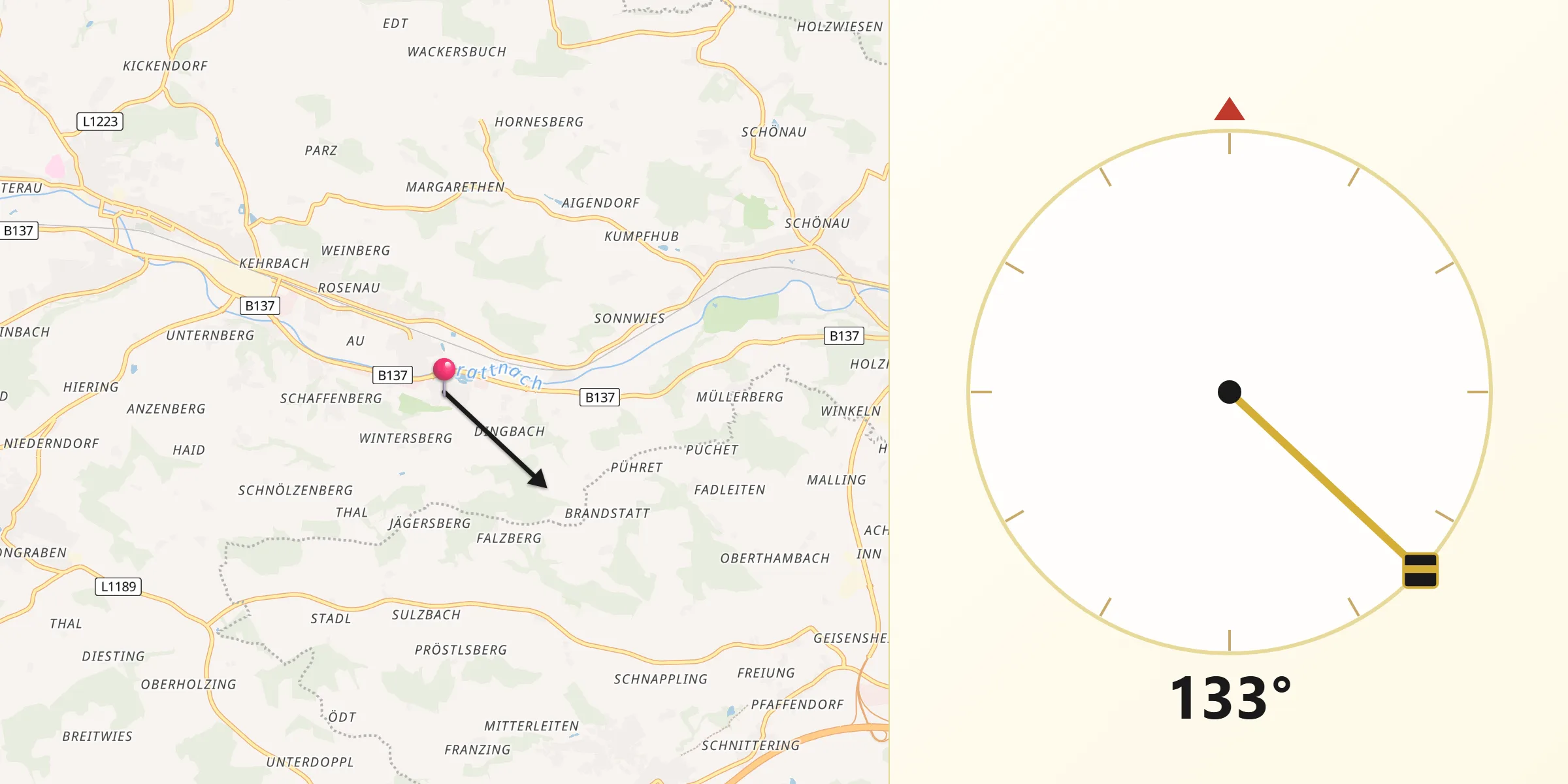 Qibla-Richtung von Schlüsslberg