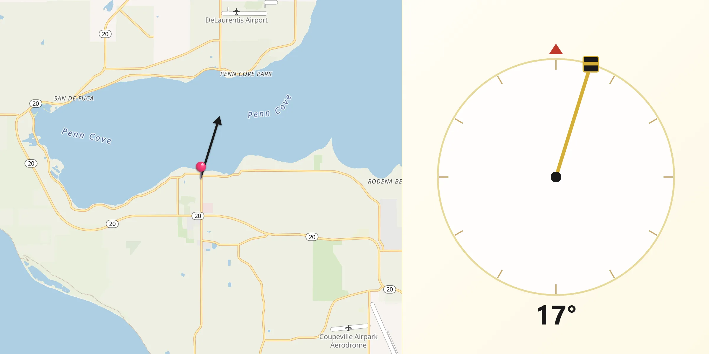 Qibla Direction from Coupeville