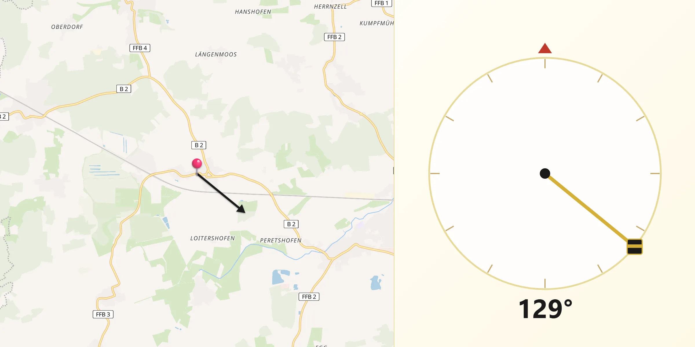 Qibla-Richtung von Hattenhofen