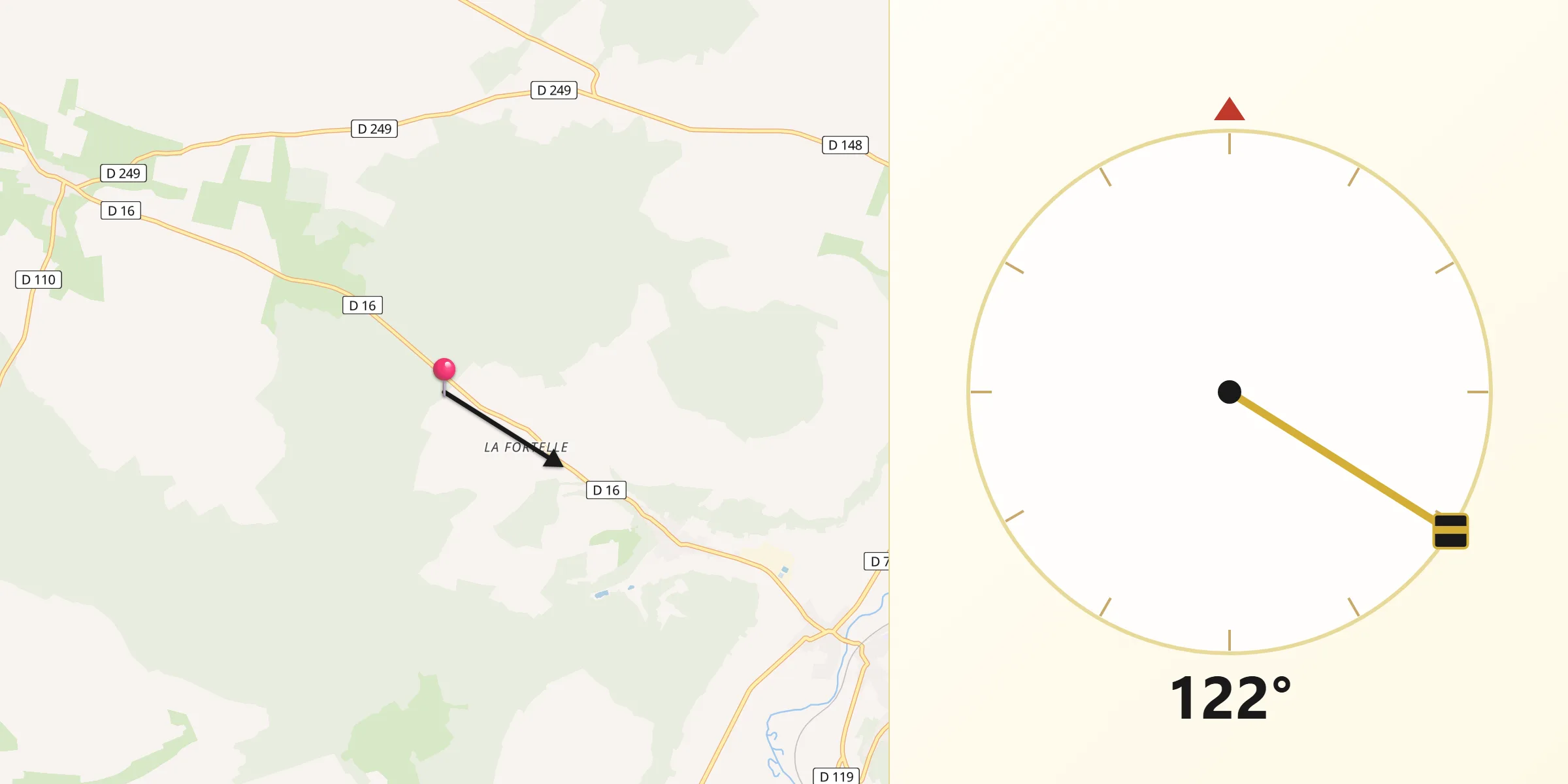 Direction vers la Qibla depuis Bourmont-entre-Meuse-et-Mouzon