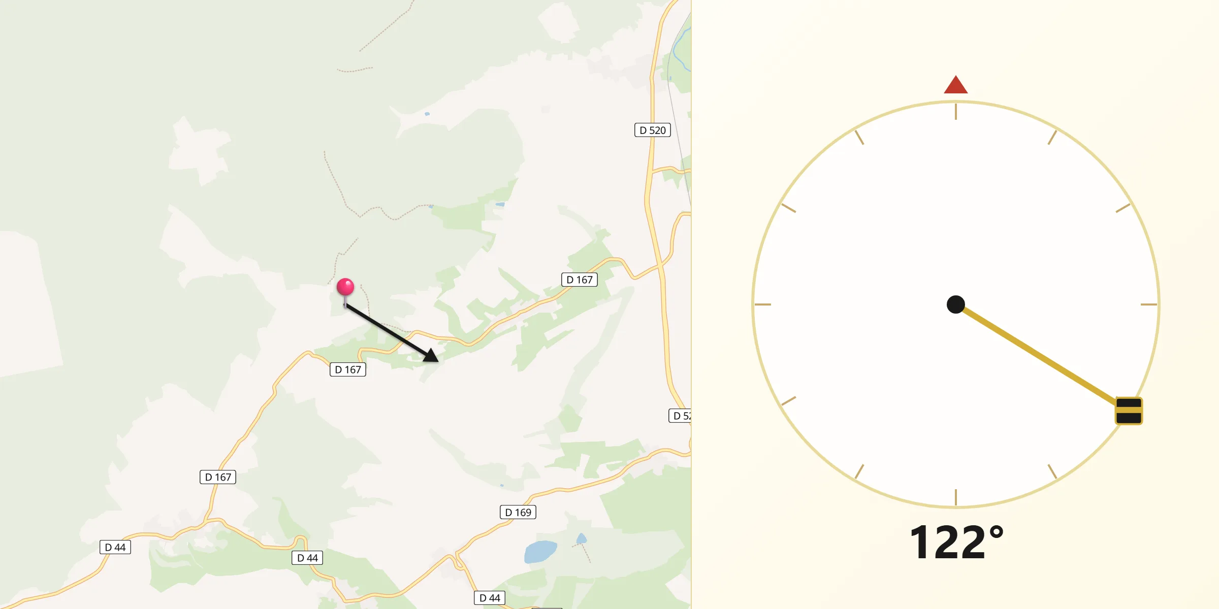 Direction vers la Qibla depuis Oudincourt