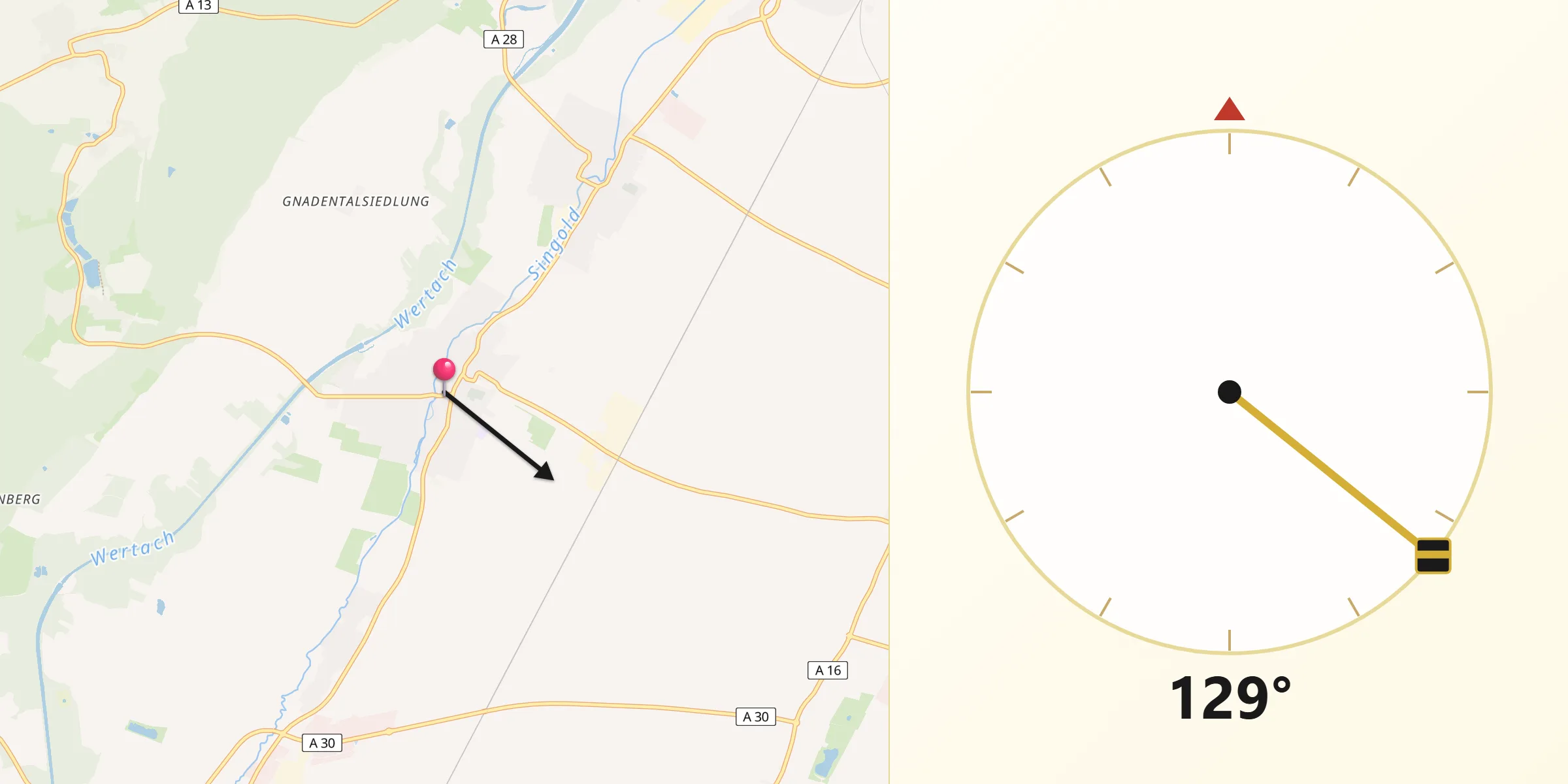Qibla-Richtung von Großaitingen