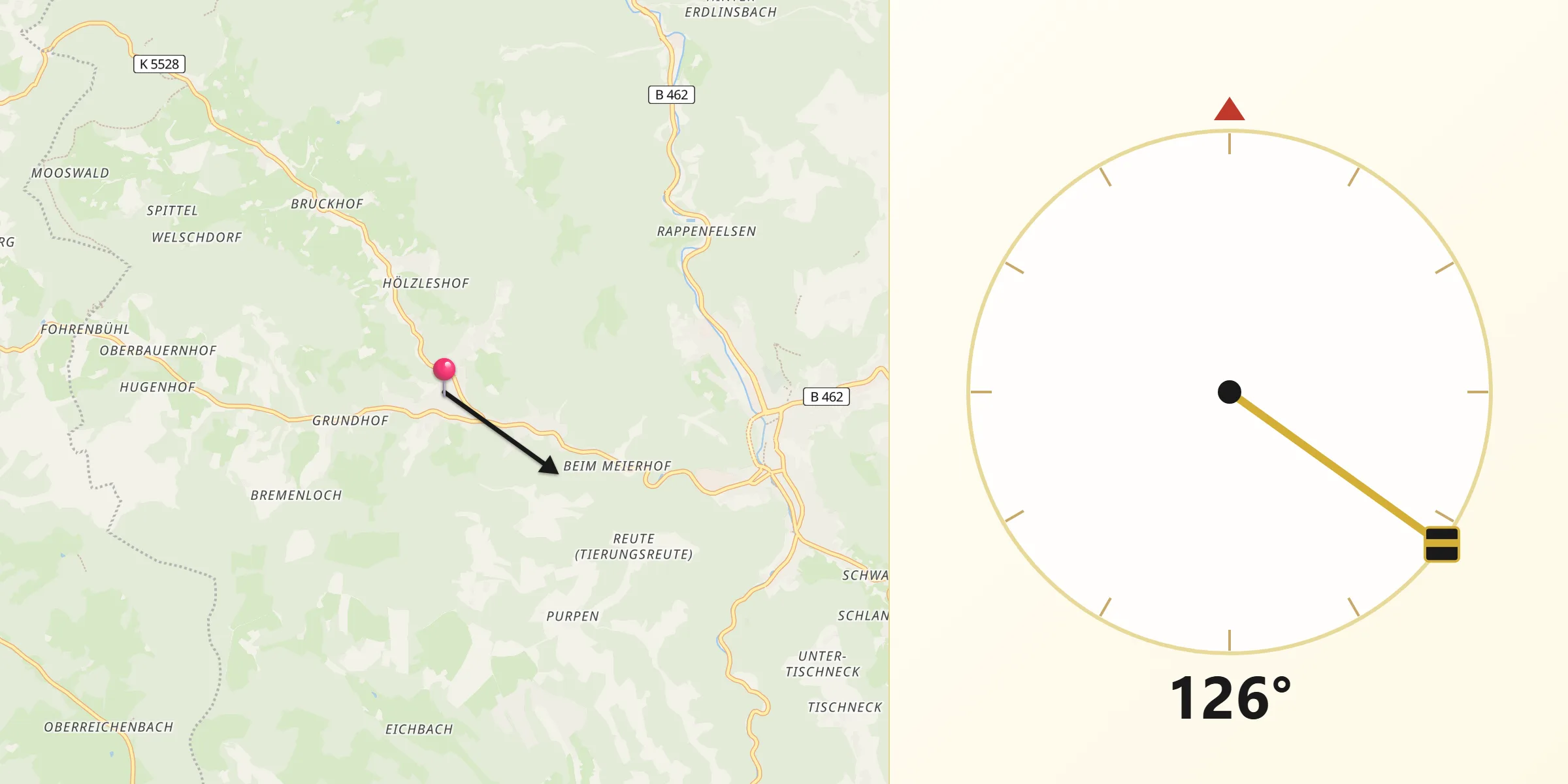 Qibla-Richtung von Lauterbach/Schwarzwald