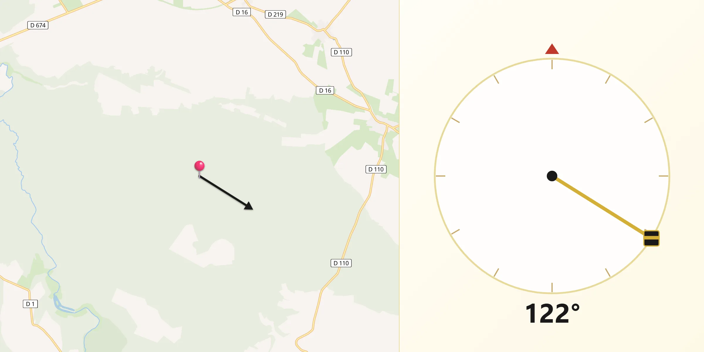 Direction vers la Qibla depuis Chalvraines