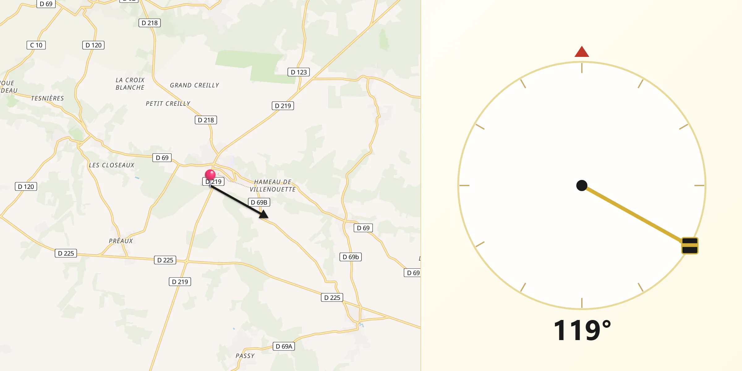 Direction vers la Qibla depuis Lorrez-le-Bocage-Préaux