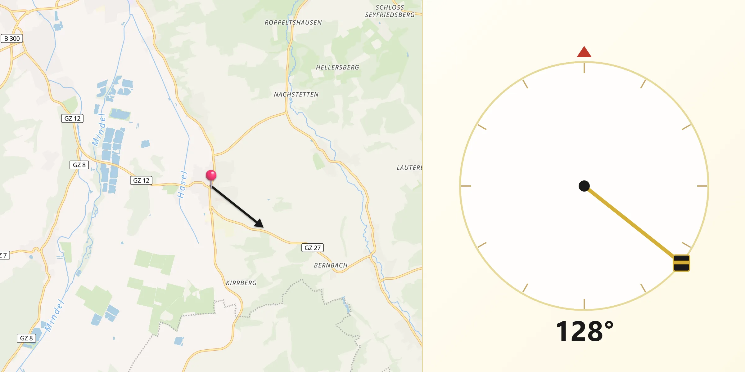 Qibla-Richtung von Balzhausen
