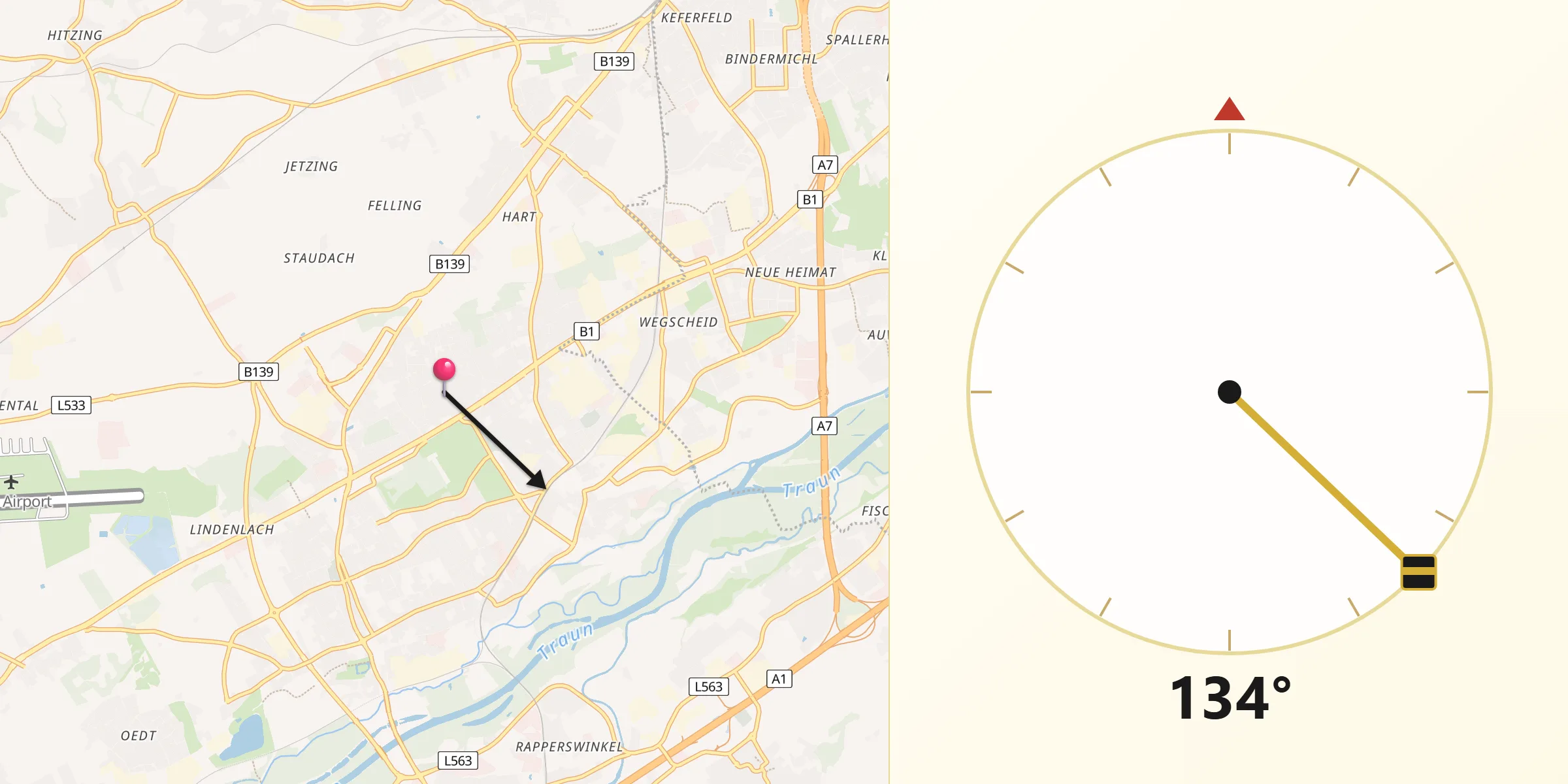 Qibla-Richtung von Langholzfeld